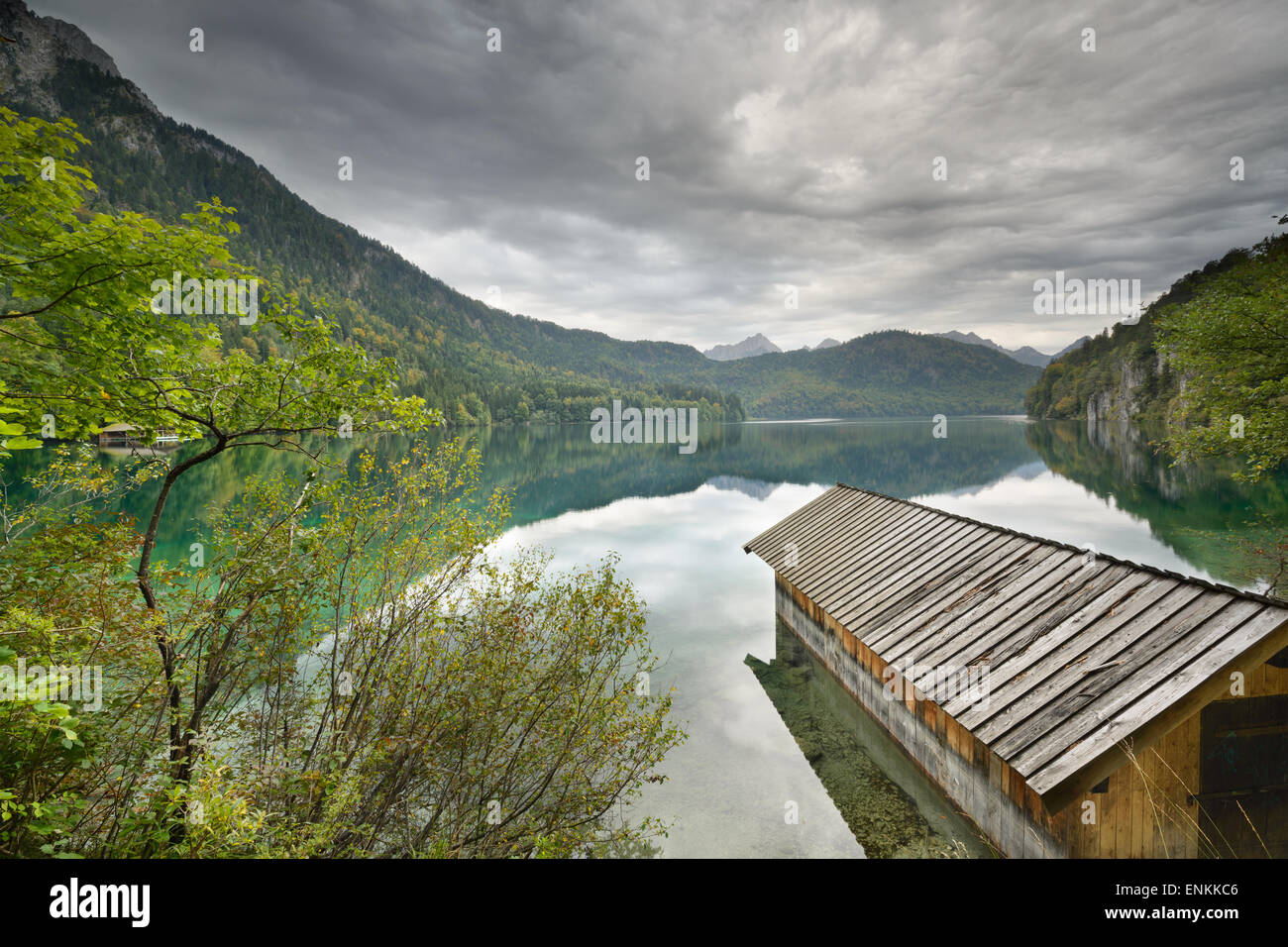 Lake Alpsee in the Bavarian Alps of Germany. Stock Photo