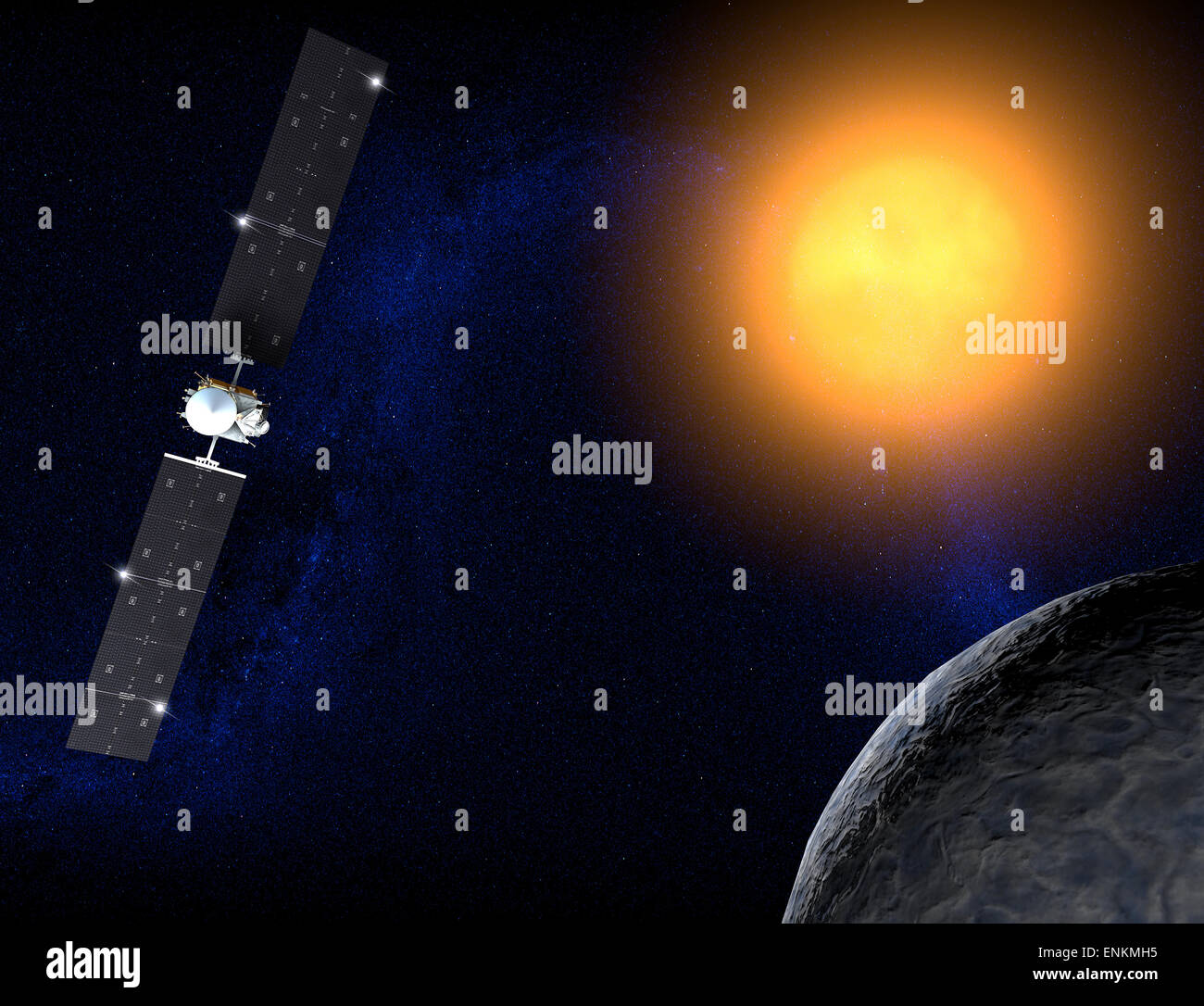 Ceres (dwarf planet) and Dawn probe. Element of this image are furnished by NASA Stock Photo