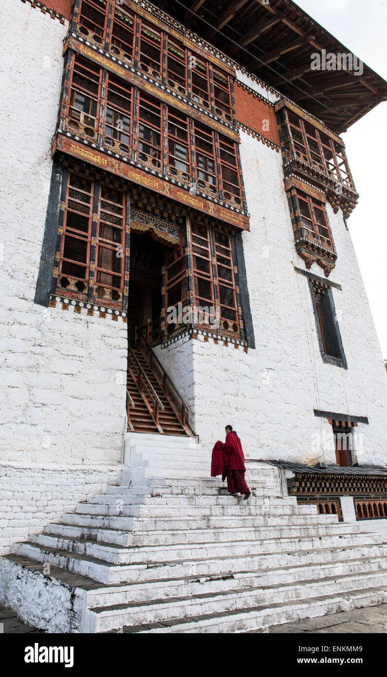 Buddhist monk at Tashicho Dzong Thimpu Bhutan Stock Photo