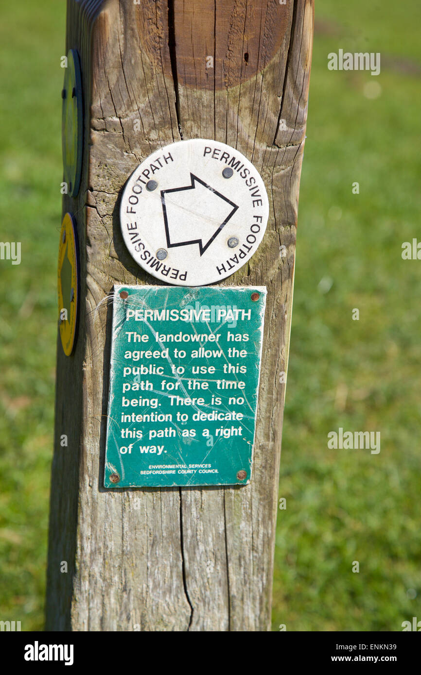 Sign on a path in Bedfordshire, England Stock Photo