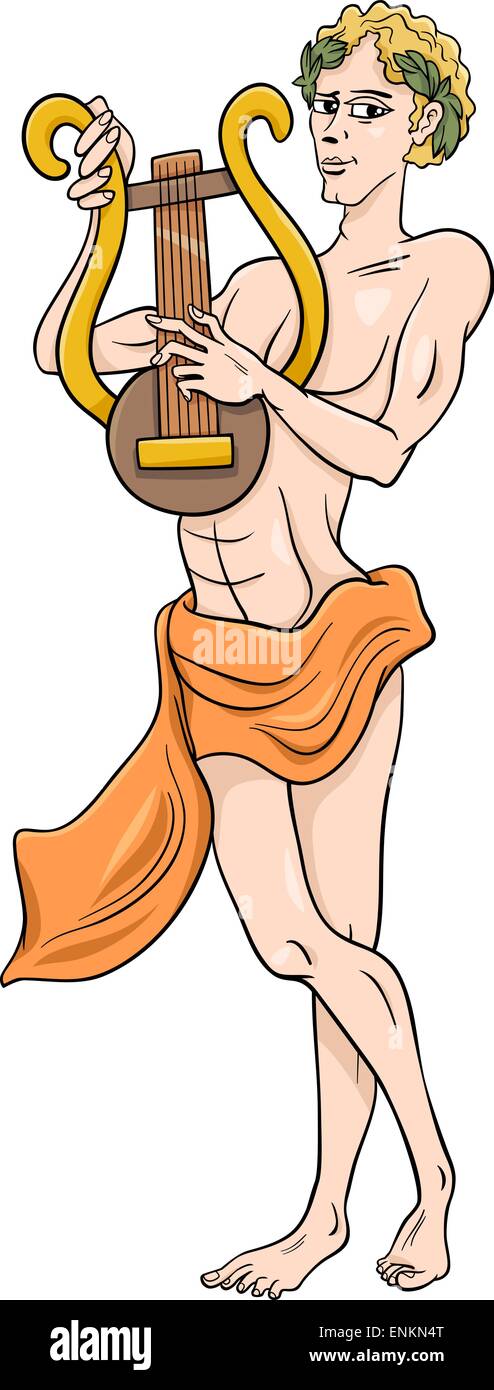 Cartoon Illustration of Mythological Greek God Apollo Stock Vector