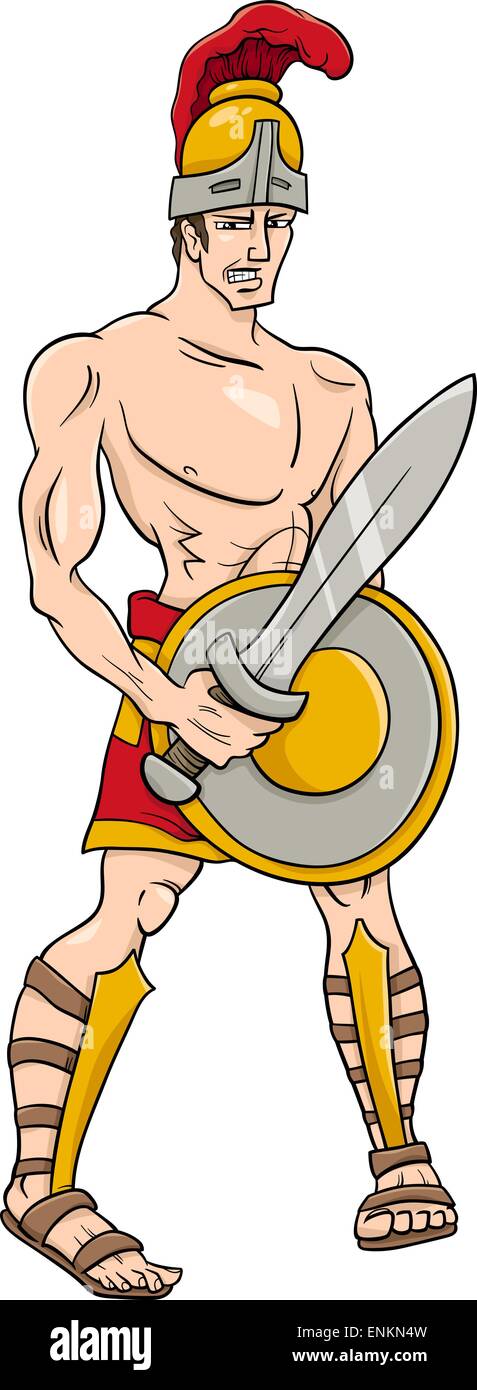 Cartoon Illustration of Mythological Greek God Ares Stock Vector