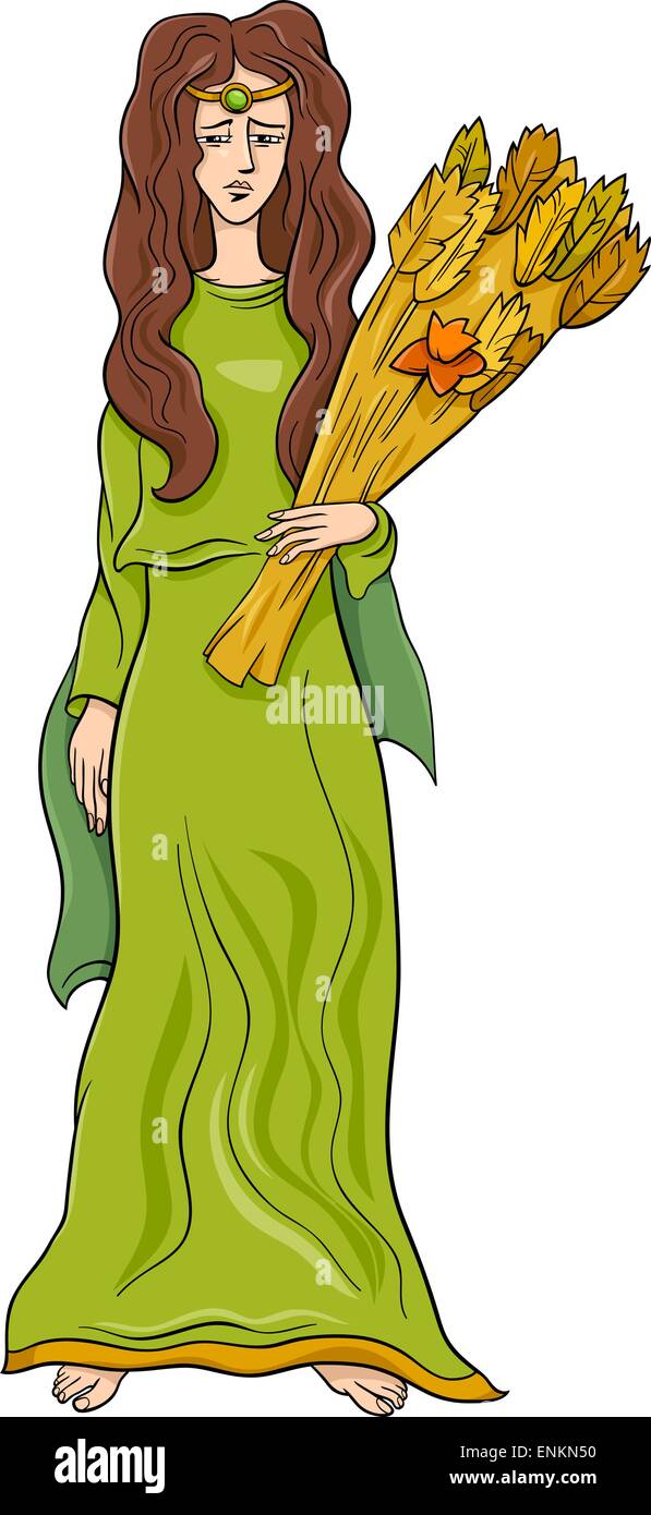 Cartoon Illustration of Mythological Greek Goddess Demeter Stock Vector