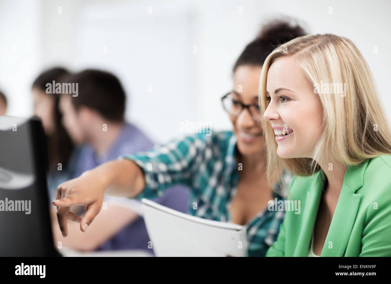 students with computer studying at school Stock Photo - Alamy