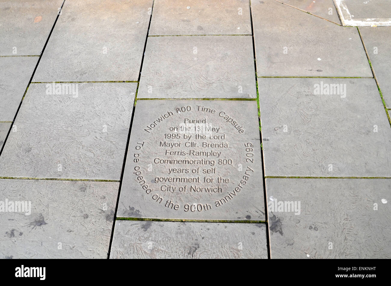 Plaque commemorating 800 years of self government, Norwich April 2015 Stock Photo