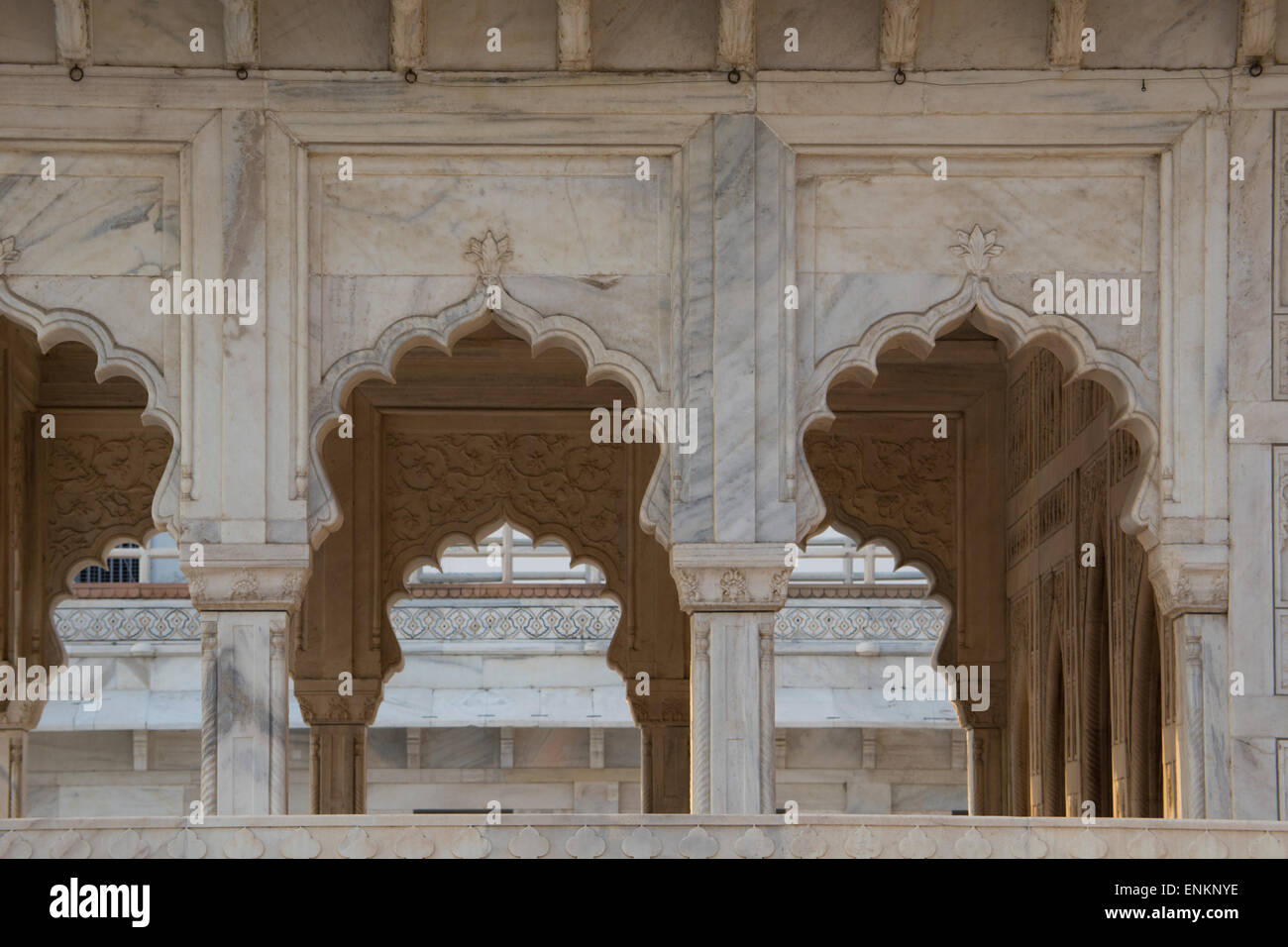 India, Agra. The Red Fort of Agra. This sandstone fortress was once the