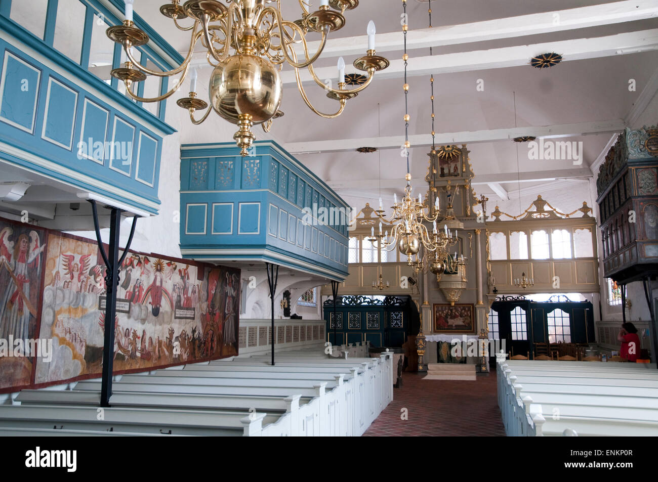 Kirche innen, Mittelnkirchen, Altes Land, Niedersachsen, Deutschland |  church interior, Mittelnkirchen, Altes Land, Lower Saxon Stock Photo