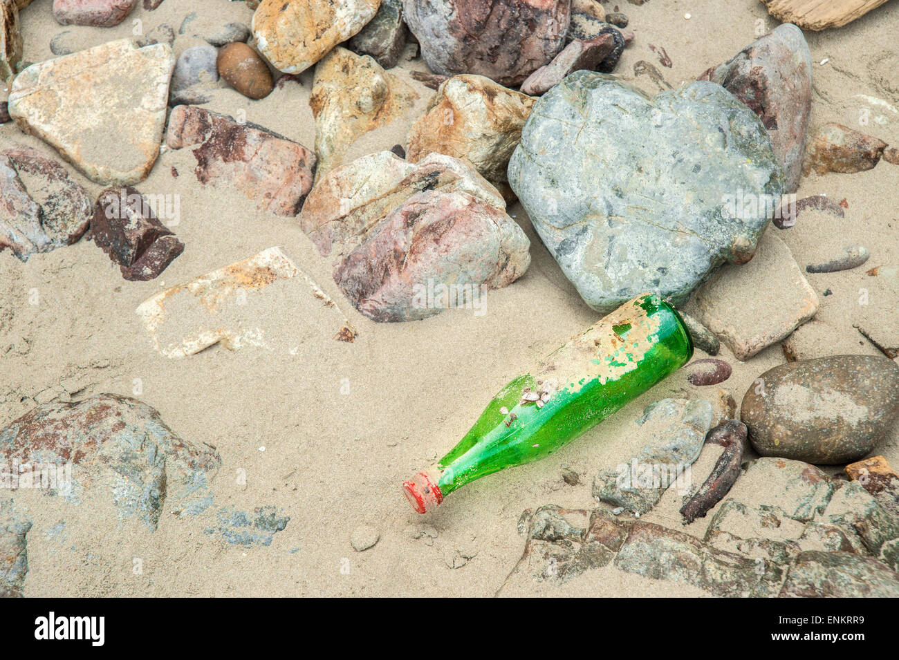 Rubbish on a beach, in Hong-Kong Stock Photo