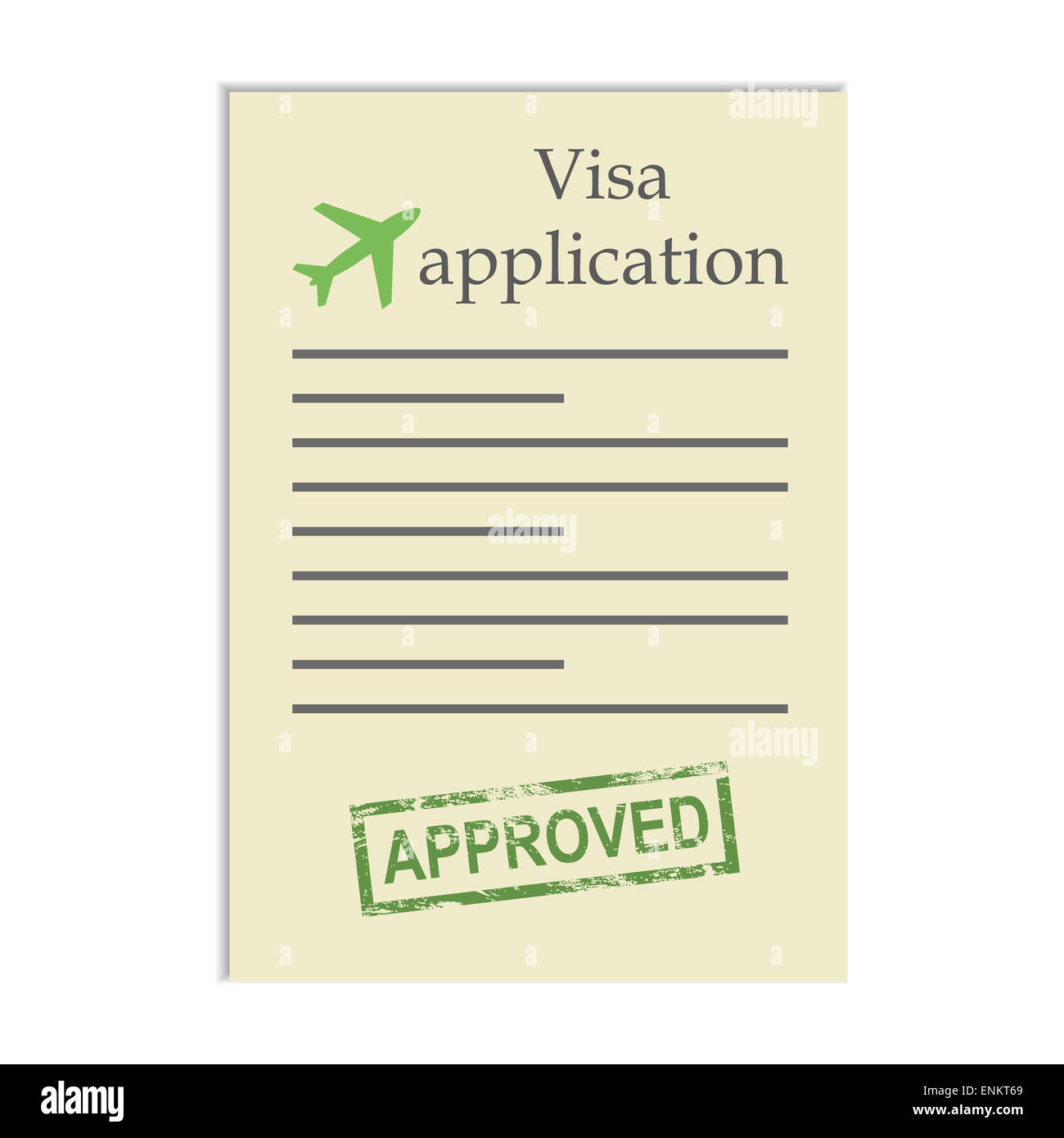 Visa application with approved stamp. Getting approval to go go travel abroad Stock Photo