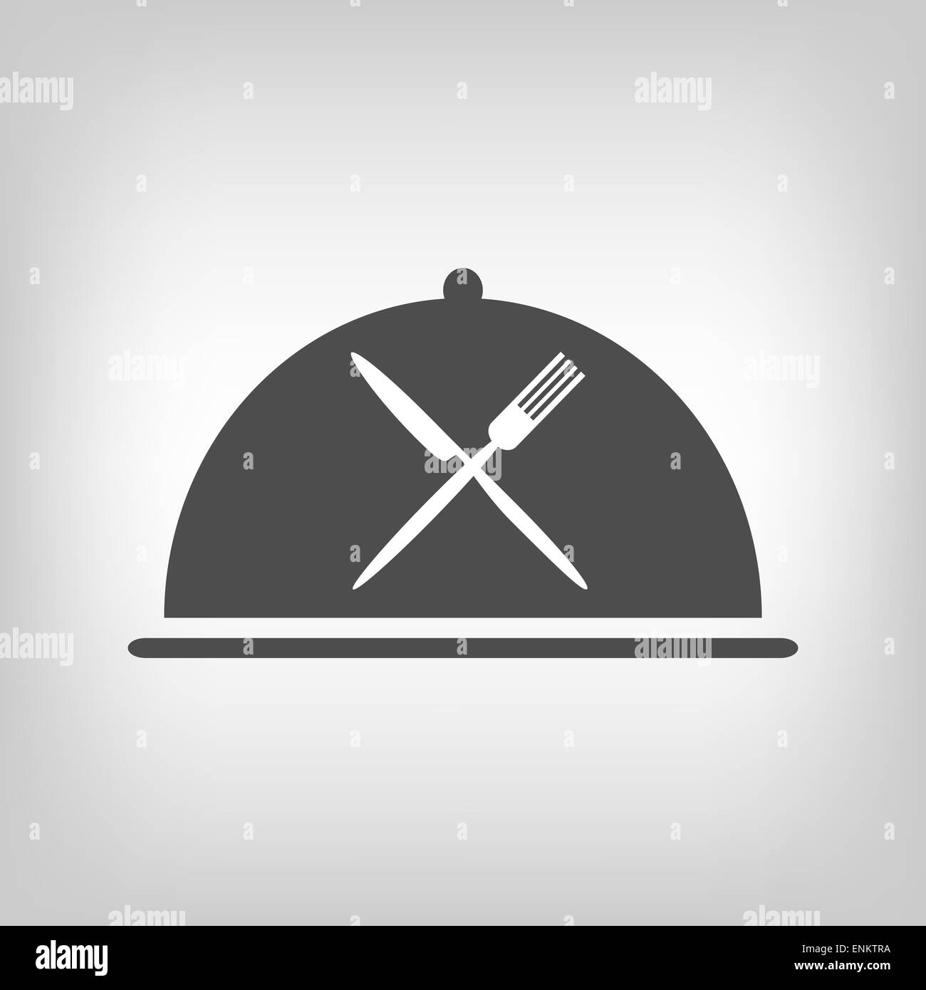 Restaurant icon with grey cloche and crossed white fork and knife Stock ...