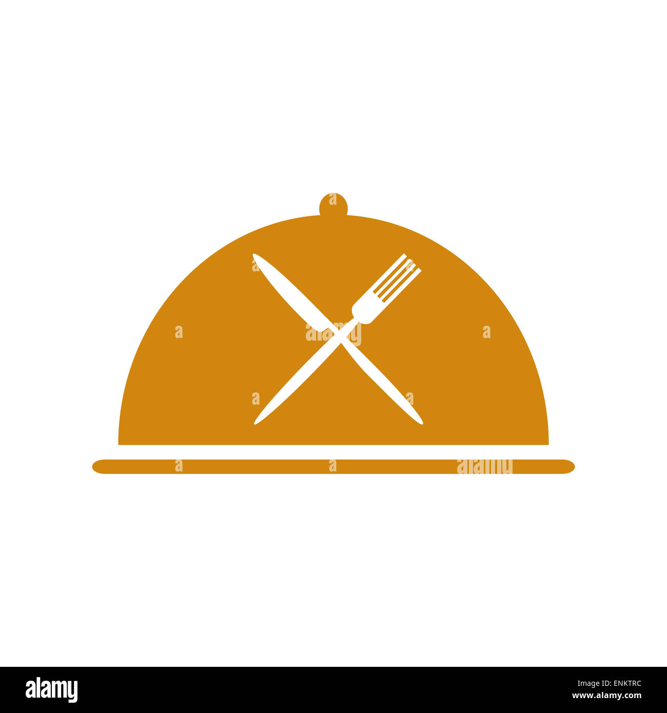 Restaurant icon with orange cloche and crossed fork and knife Stock ...