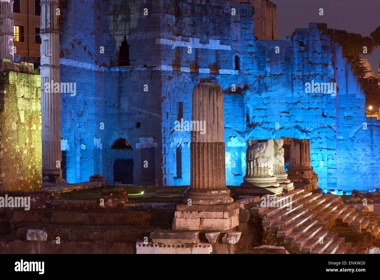 Imperial Fora in Rome at night Stock Photo