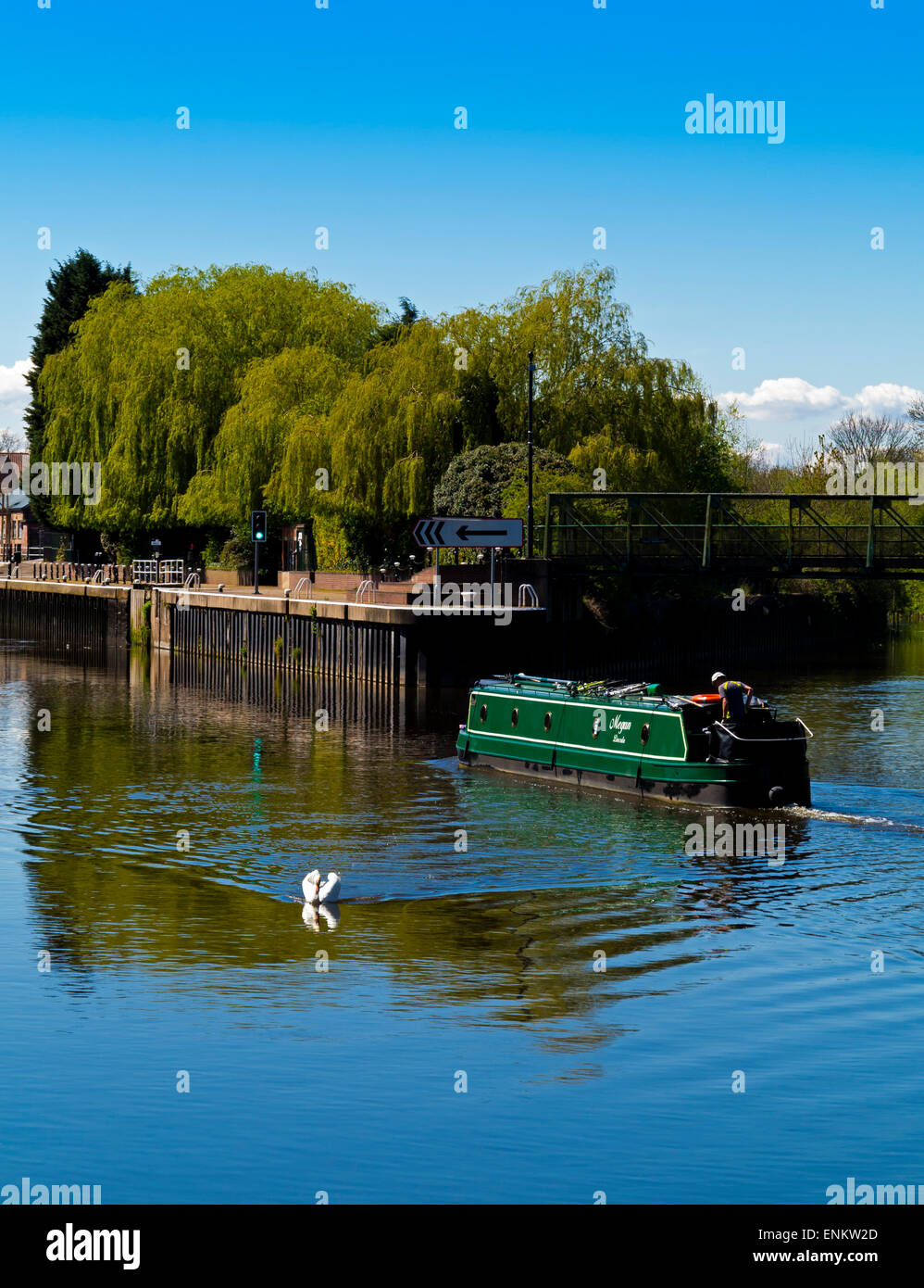 Canal boat at the Town Lock on The River Trent in Newark on Trent Nottinghamshire England UK Stock Photo
