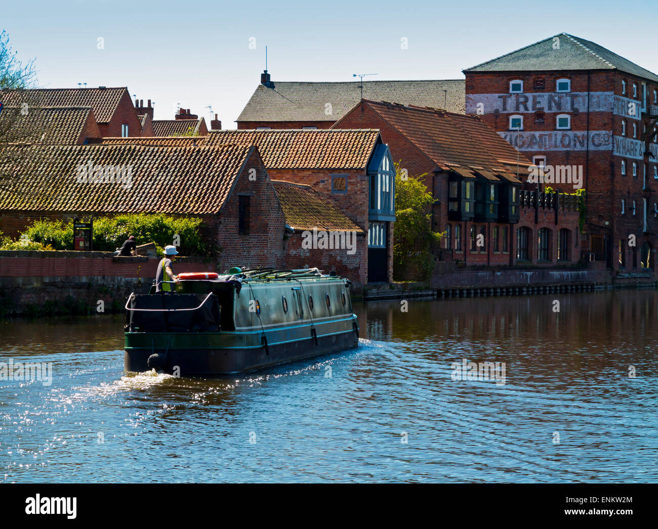 Canal boat near the Town Lock on the River Trent in Newark on Trent Nottinghamshire England UK Stock Photo