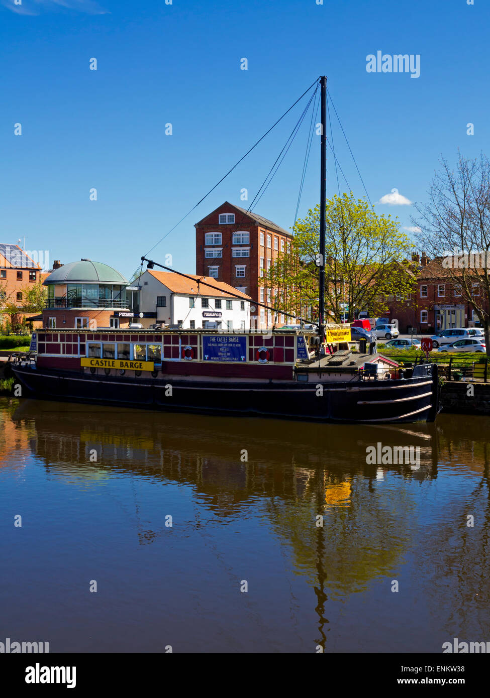 Floating pub The Castle Barge on the River Trent in Newark on Trent Nottinghamshire England UK Stock Photo