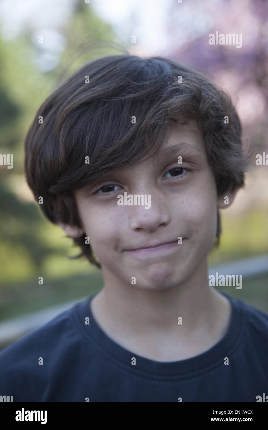 Ten year old boy of mixed-race, Polish & Guatemalan Stock Photo