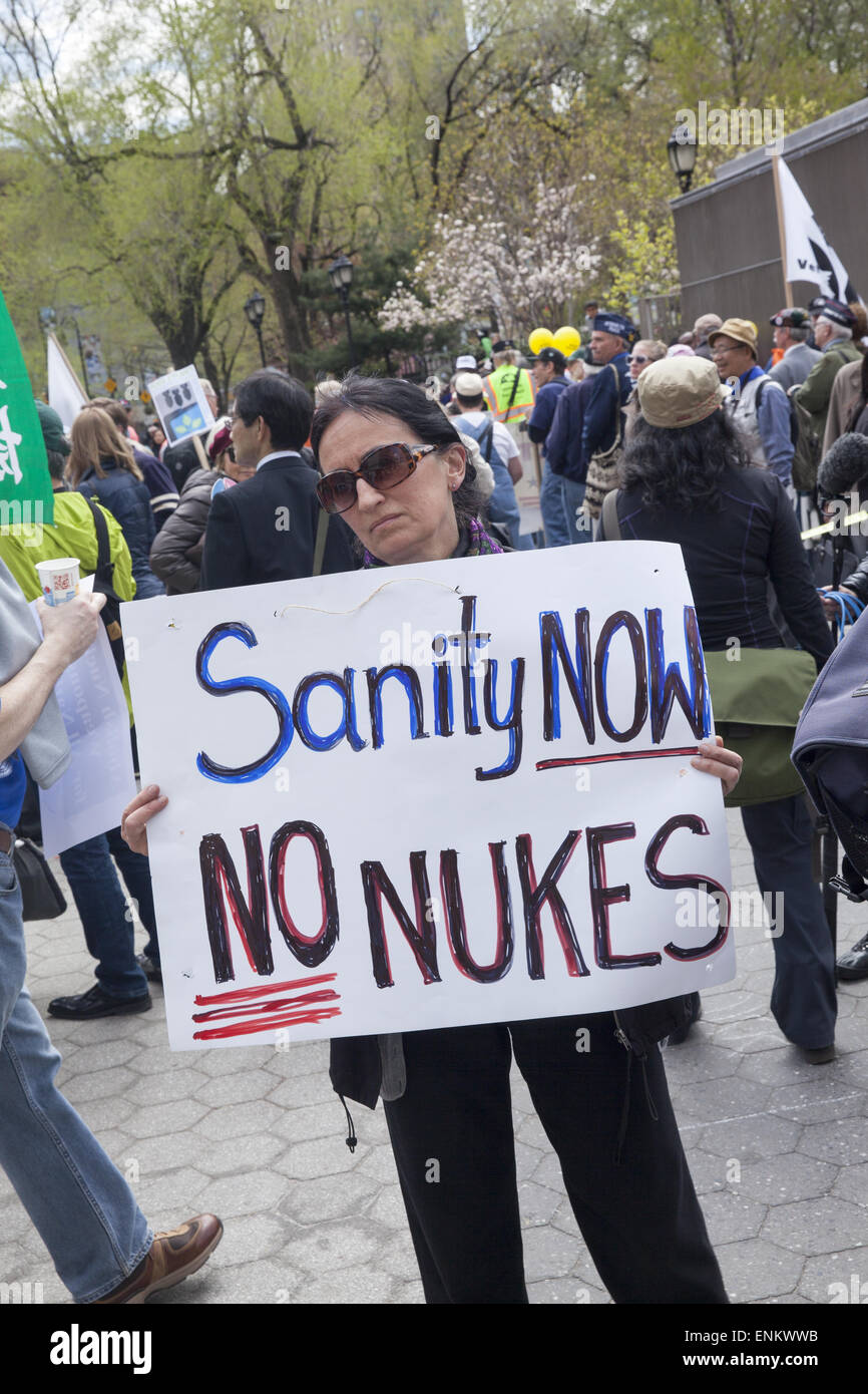 Rally & march for World nuclear disarmament in NYC on the eve of the Conference on the Non-Proliferation of Nuclear Weapons. Ove Stock Photo