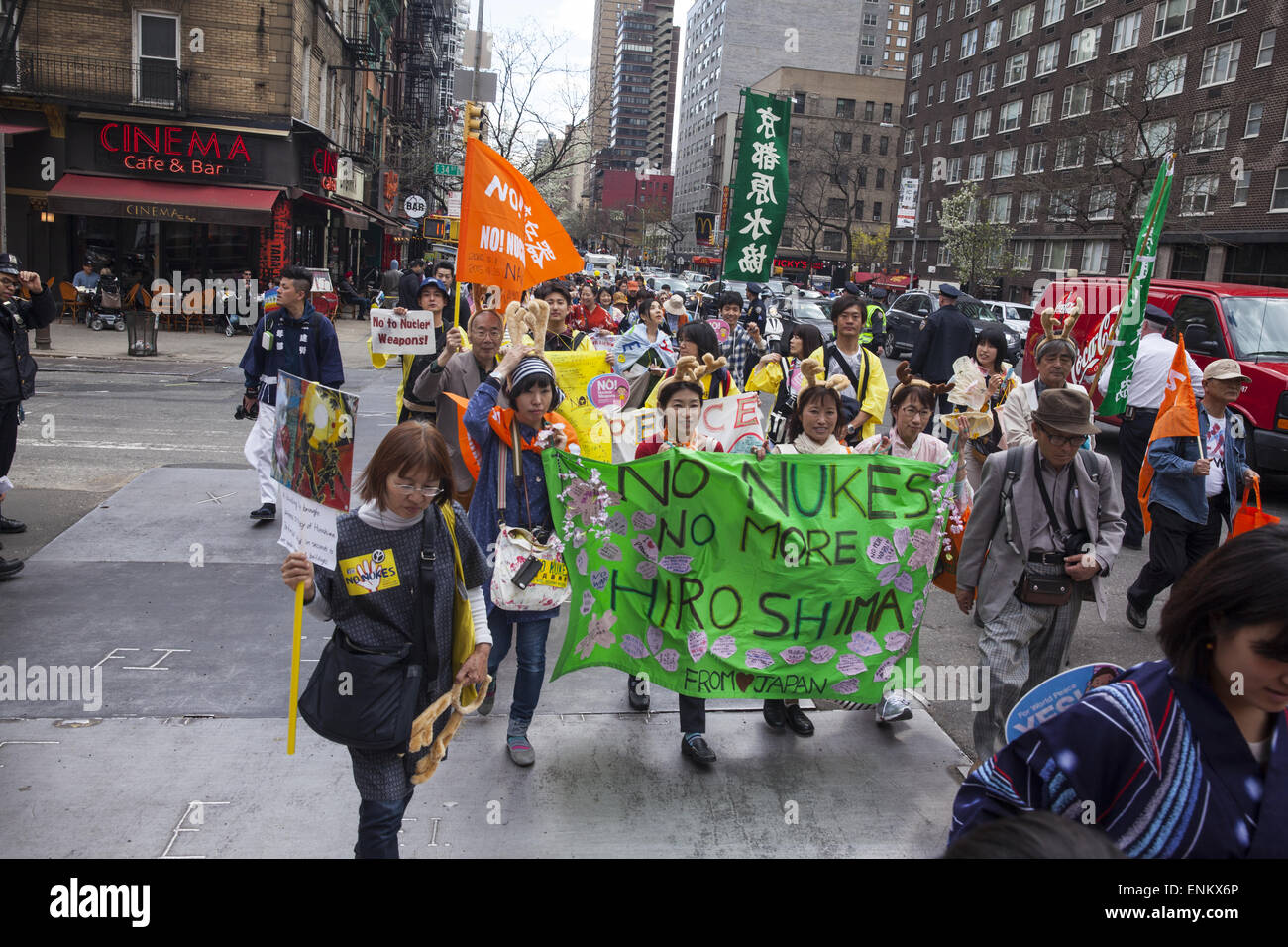 Rally & march for World nuclear disarmament in NYC on the eve of the Conference on the Non-Proliferation of Nuclear Weapons. Ove Stock Photo