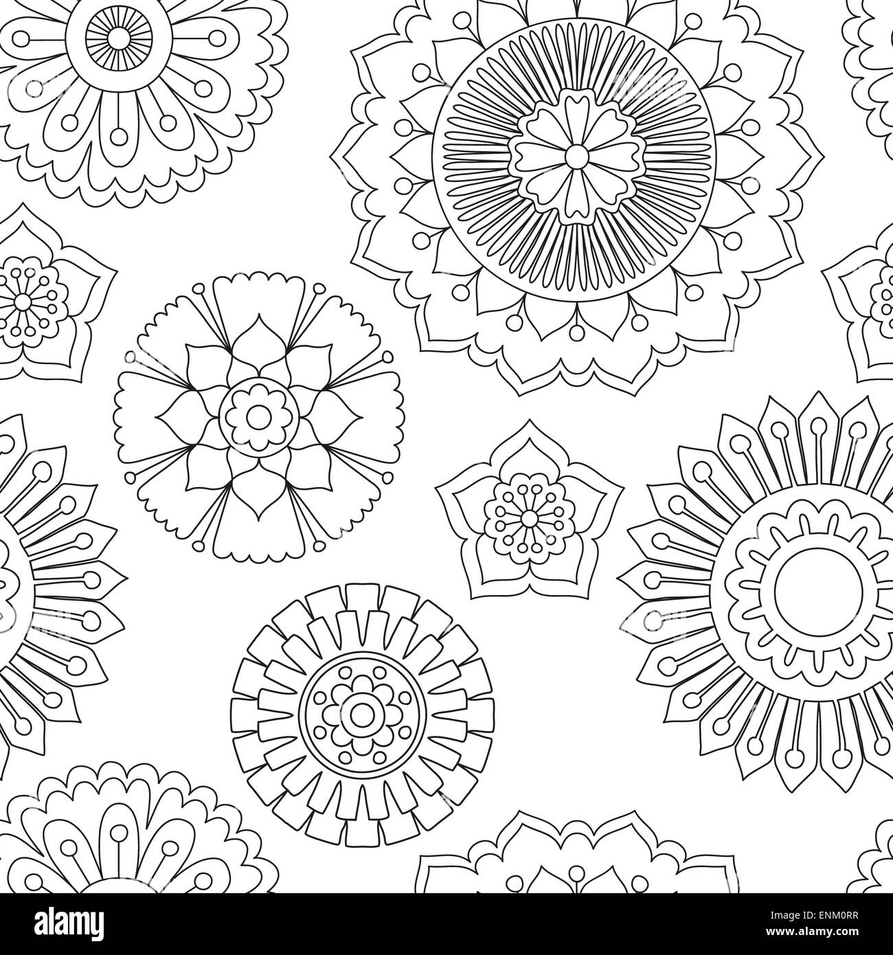 Seamless doodle flowers pattern Stock Photo Alamy