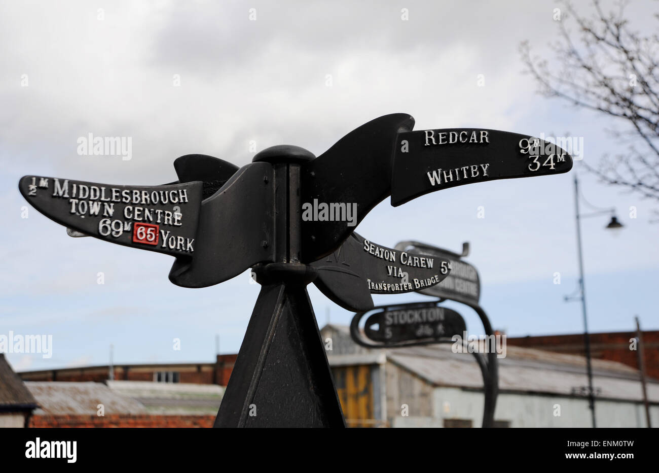 Middlesbrough Teeside UK Road sign tourist information sculpture