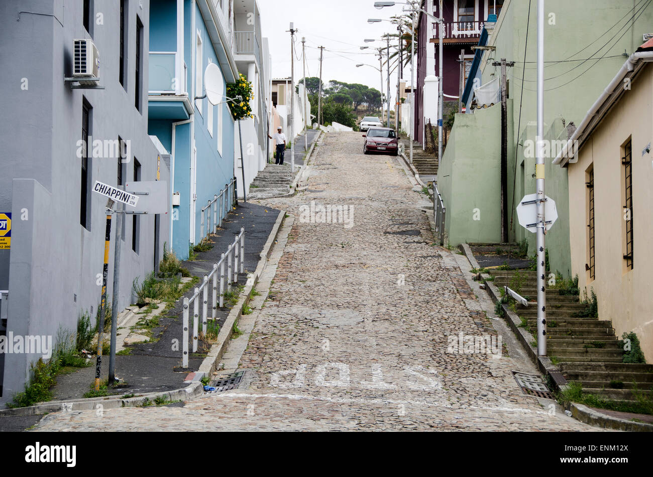 Street crossing in Bo Kaap, Cape Town, South Africa Stock Photo