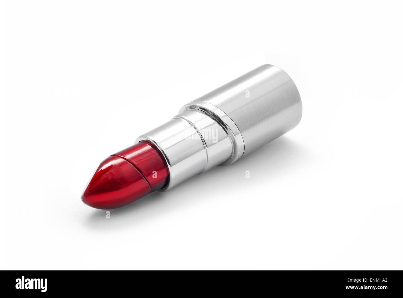 lipstick shaped lighter on white Stock Photo