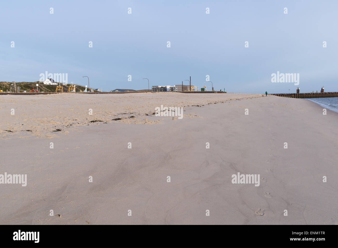 Beach of Hörnum in Sylt, Germany seen north from the harbor Stock Photo