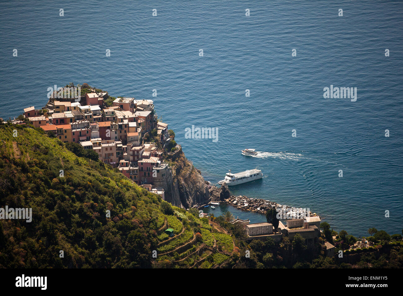 Cinque Terre, Italy (Summer, 2014): The beautiful cliffside towns of Cinque Terre. Stock Photo