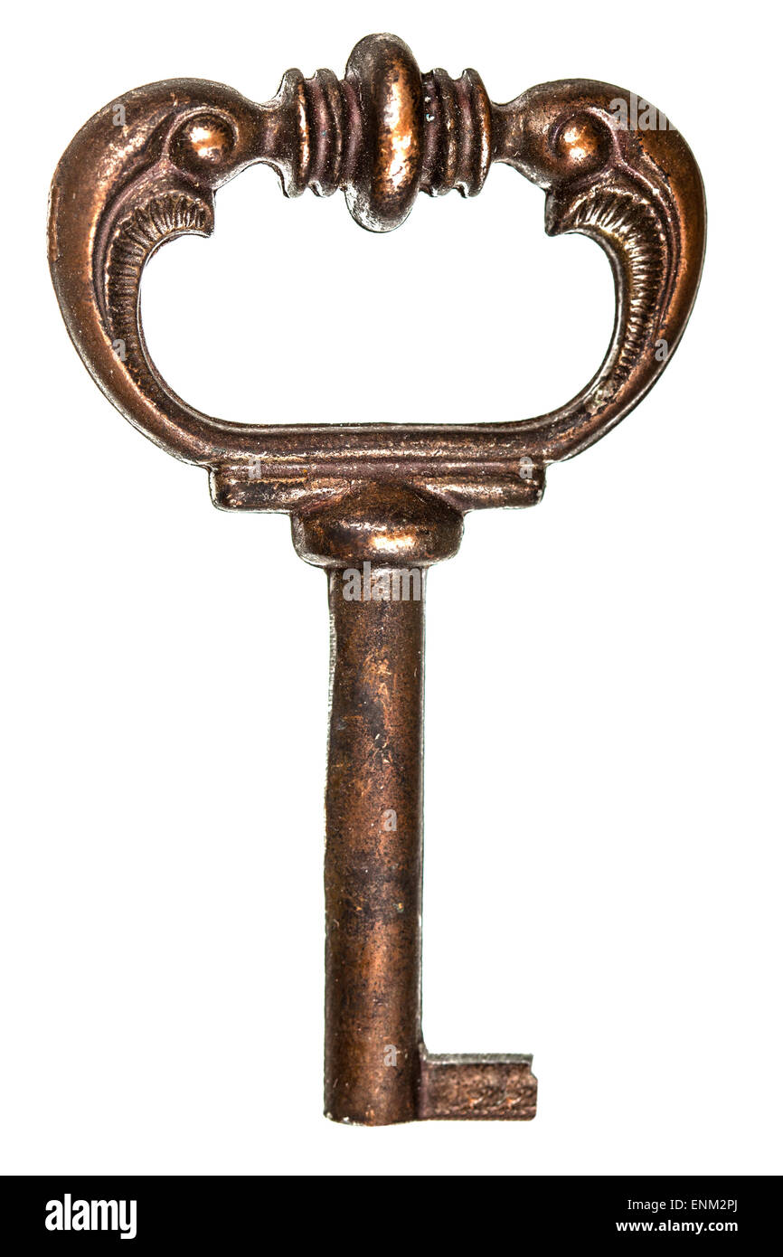 Old key from lock, isolated on white background Stock Photo - Alamy