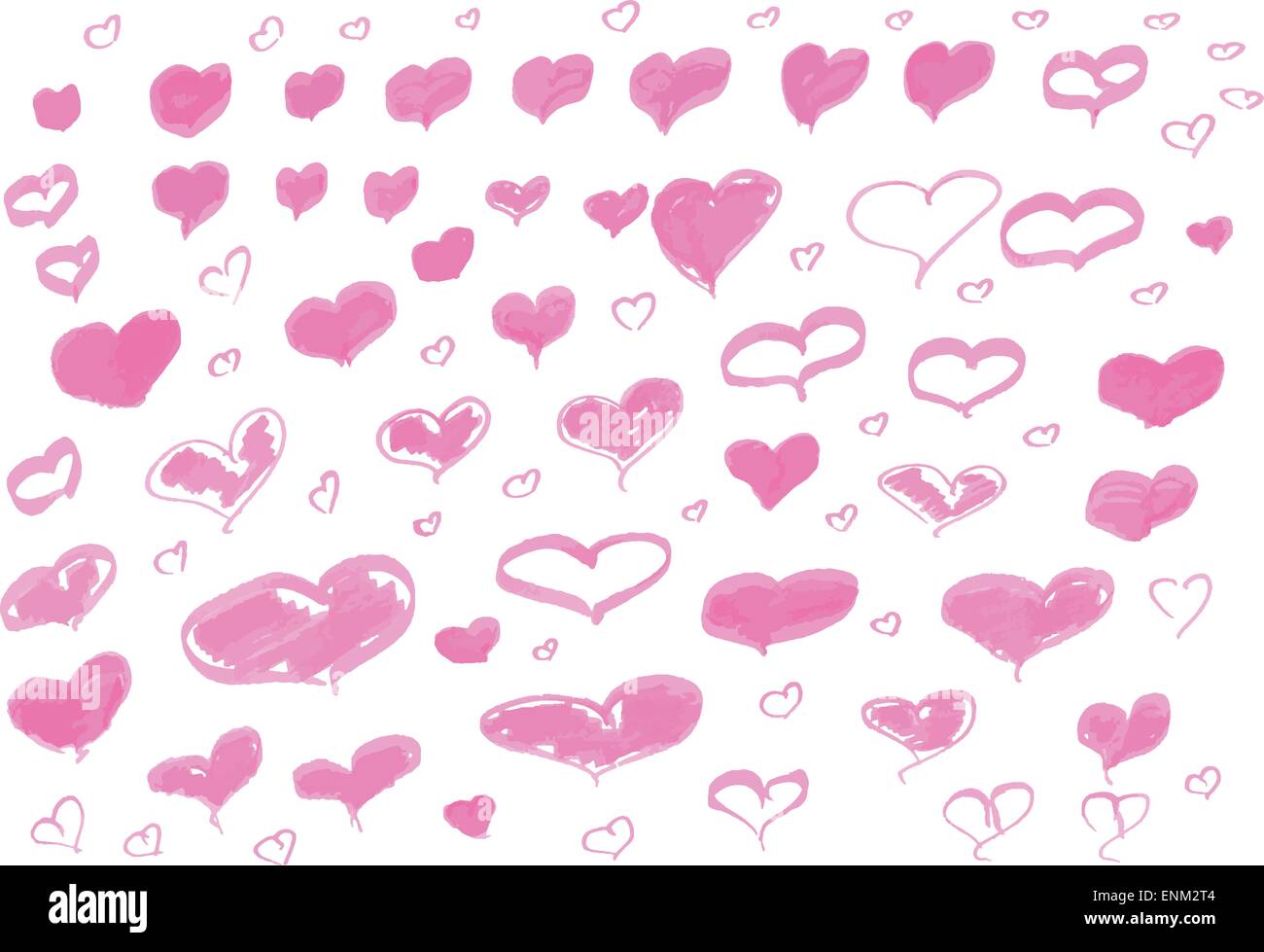 Set of bright pink watercolor hearts. Vector illustration Stock Vector ...