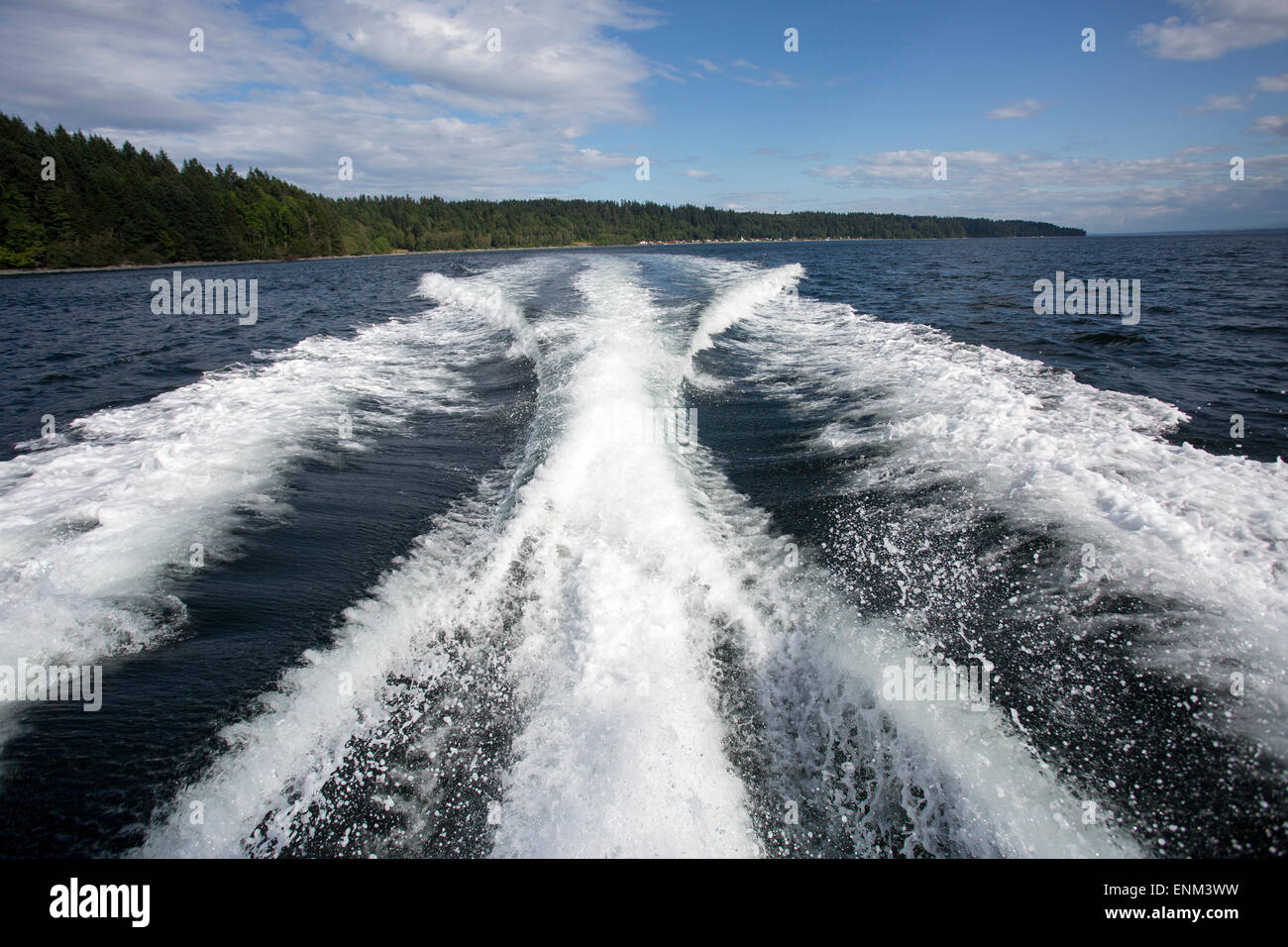 North America, Canada, British Columbia, Vancouver Island, boat wake Stock Photo