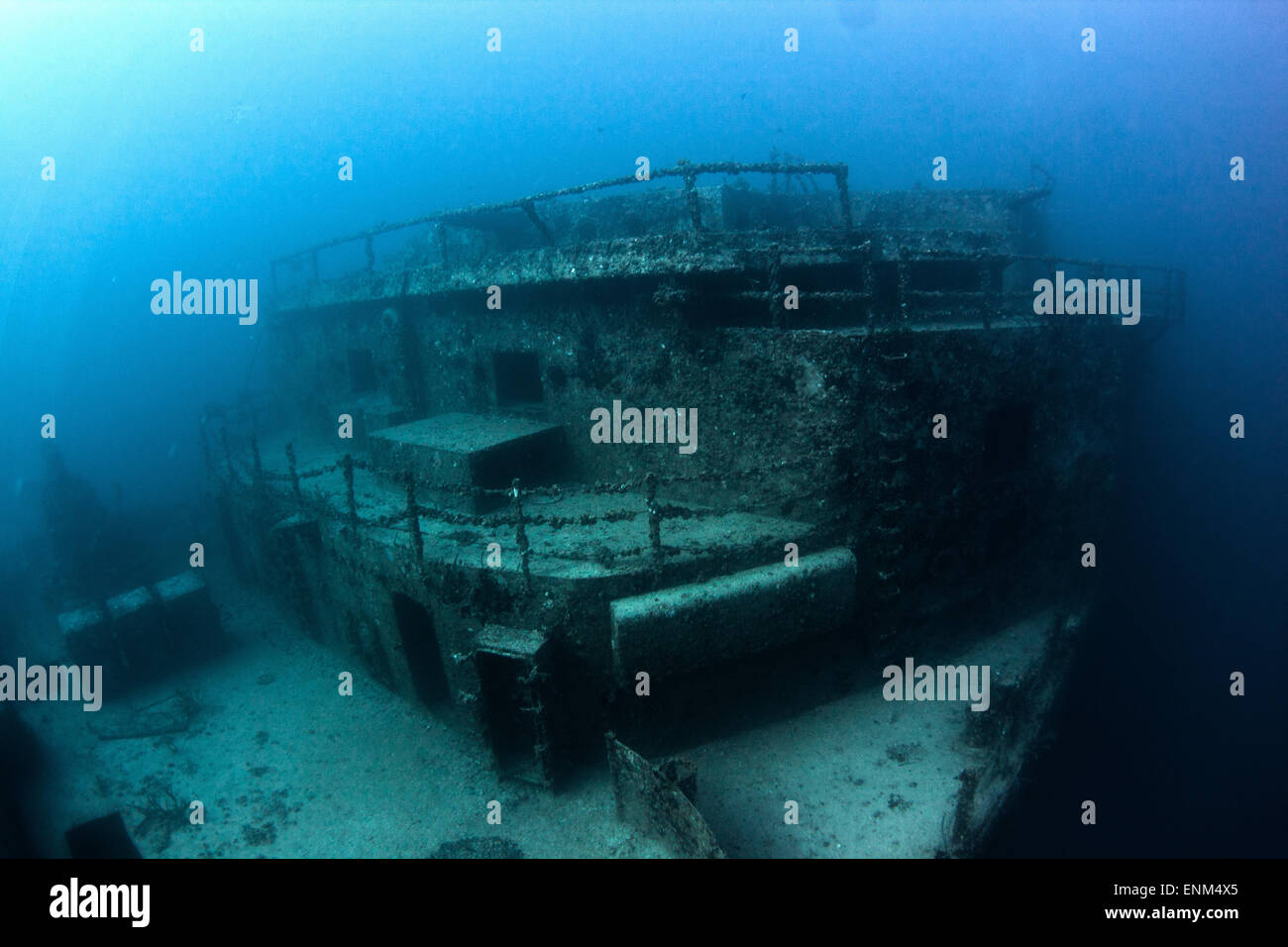 The wreck of the Spiegel Grove can be found on the bottom off Key Largo, FL. Stock Photo
