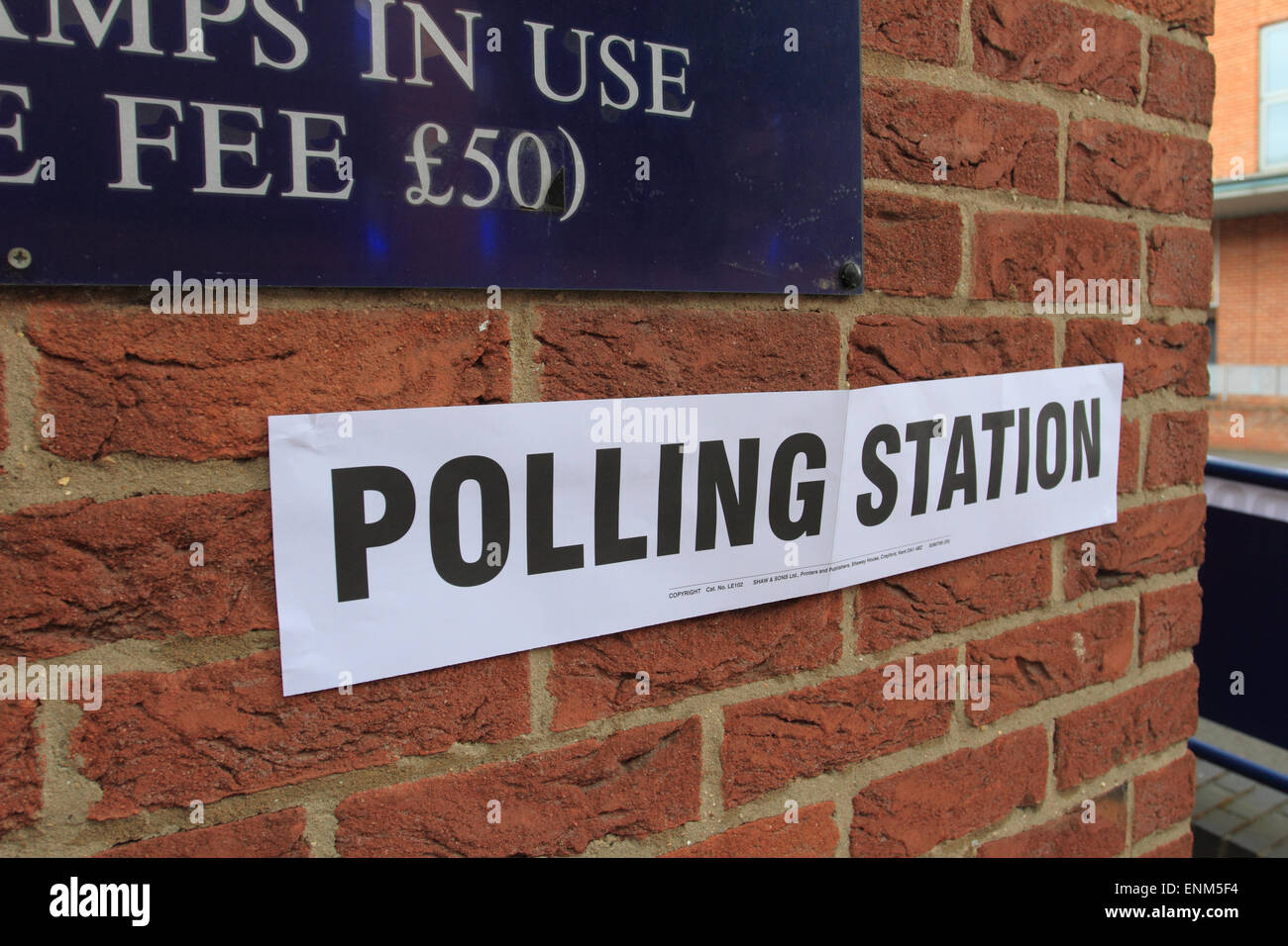 Polling station sign nationwide General Election in Norwich, Norfolk, UK Stock Photo