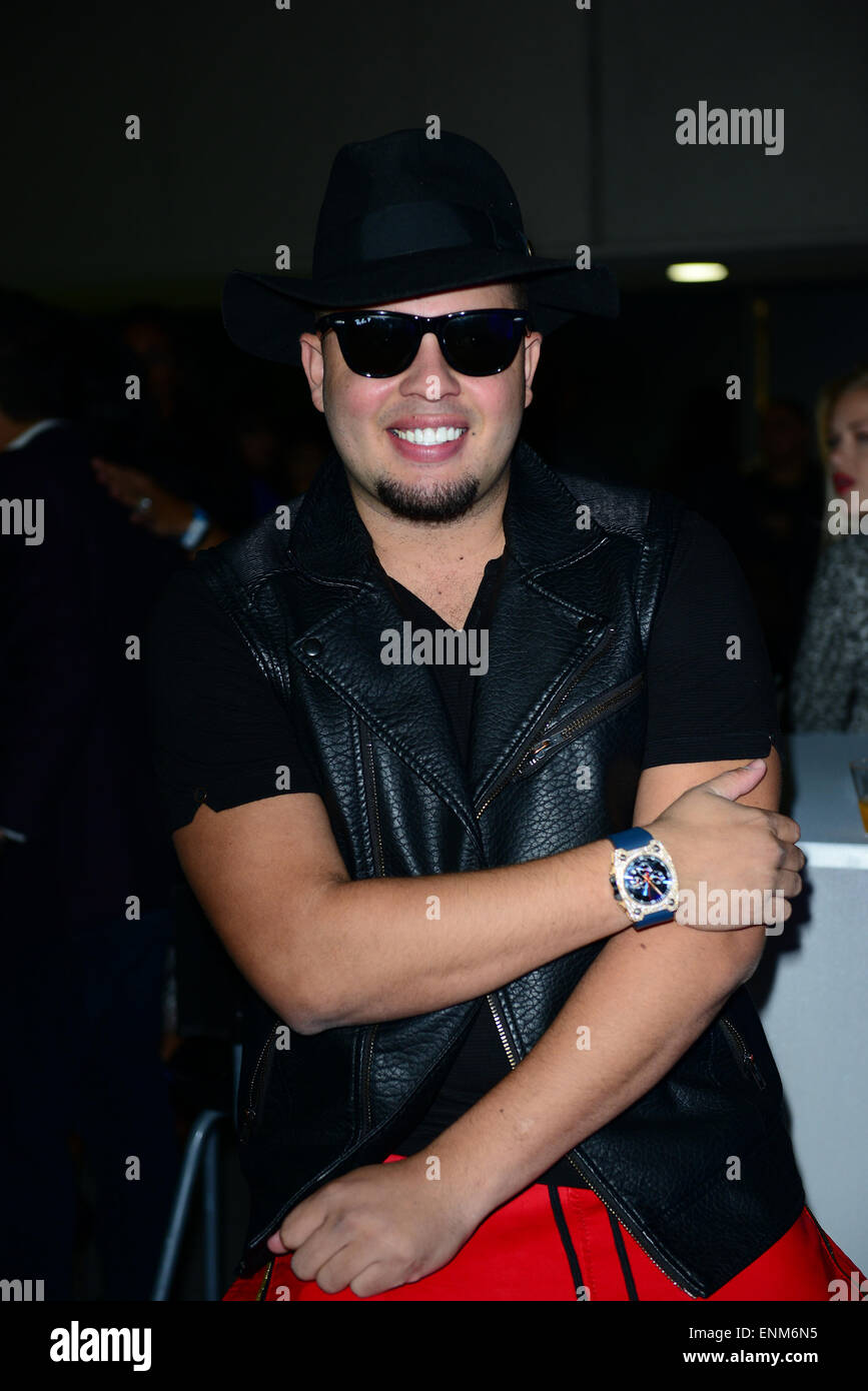 Gente de Zona concert at James L Knight Center - Backstage  Featuring: Maffio Where: Miami, Florida, United States When: 02 Nov 2014 Stock Photo