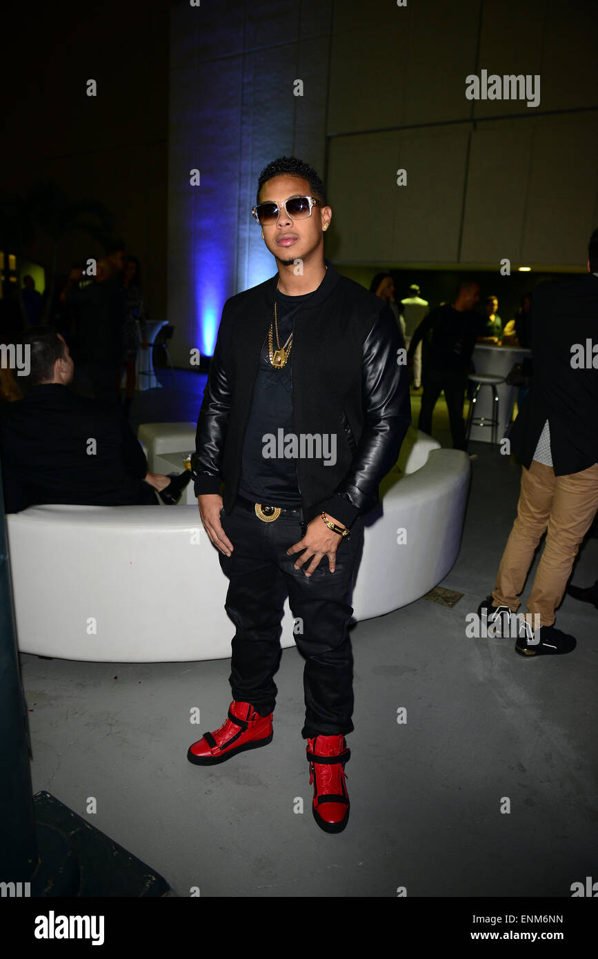 Gente de Zona concert at James L Knight Center - Backstage  Featuring: Fuego Where: Miami, Florida, United States When: 02 Nov 2014 Stock Photo