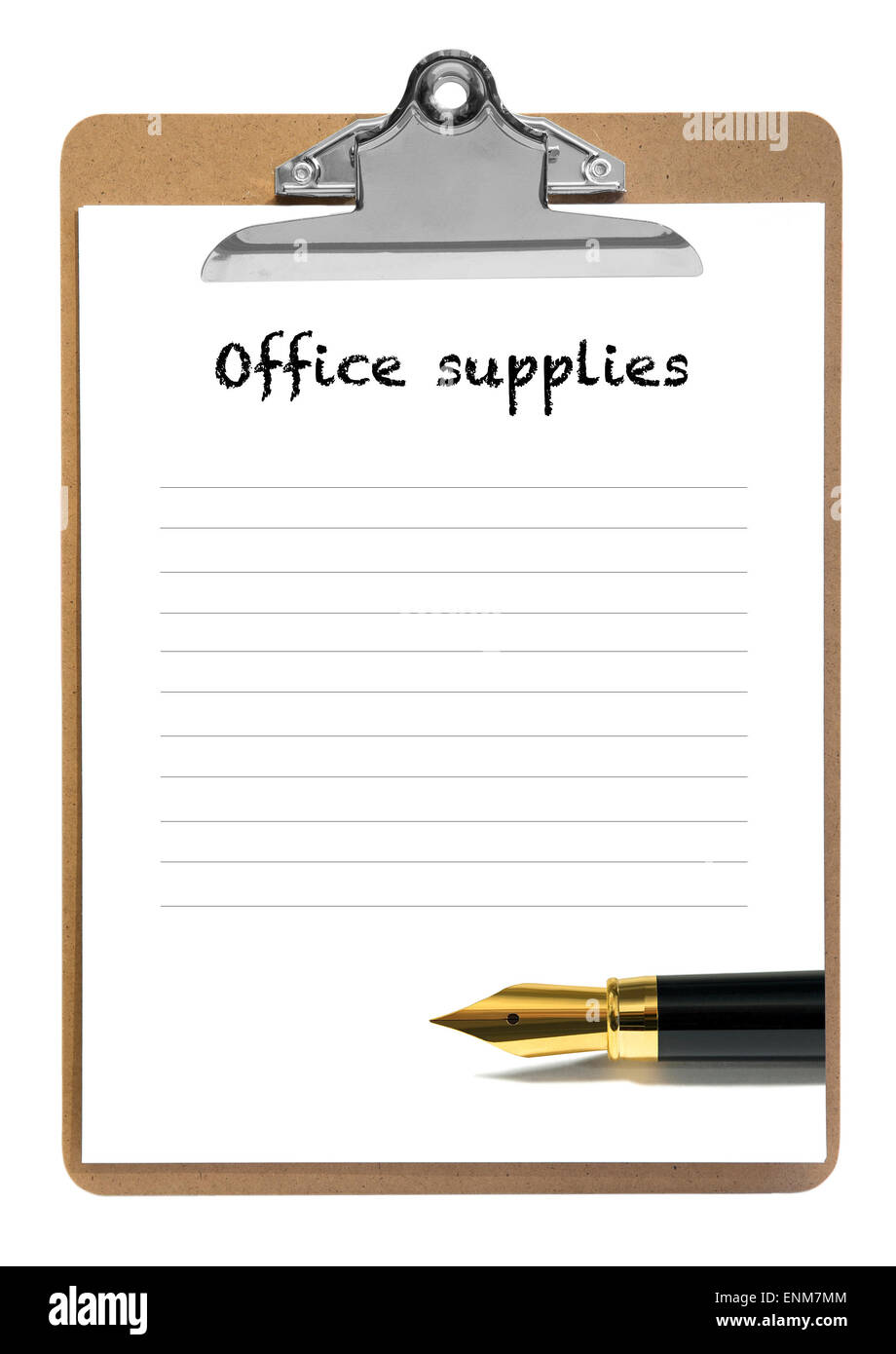 Office supplies blank list Stock Photo