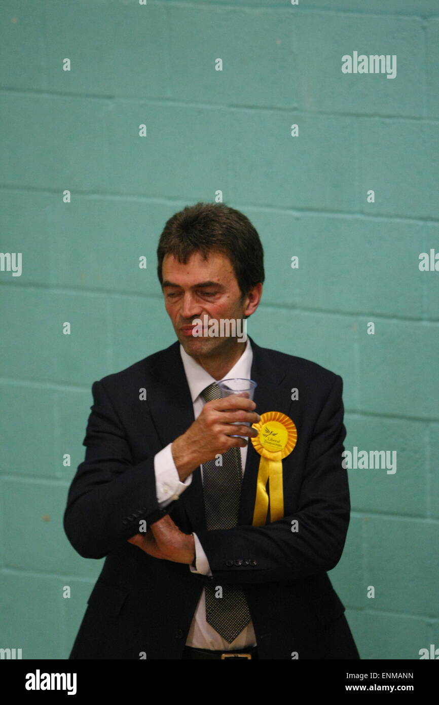 Portrait of Tom Brake, Liberal Member of Parliament for Carshalton and Wallington, Surrey UK at the 2015 election results night Stock Photo