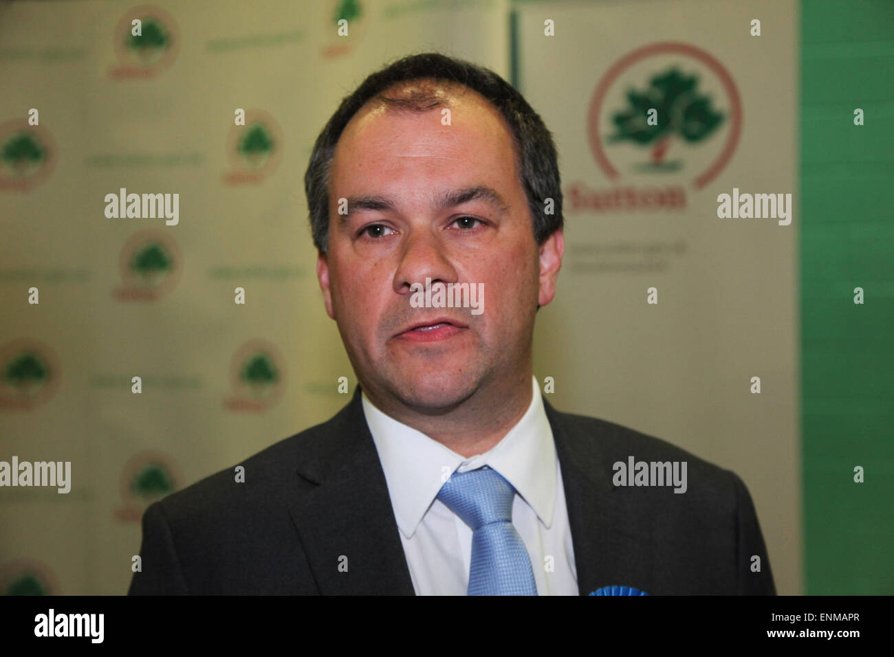 Carshalton, Surrey, UK. 08th May, 2015. Paul Scully defeats Lib Dem