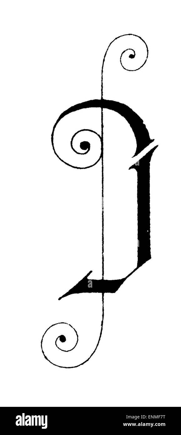 letter I / J, Art Nouveau Stock Photo