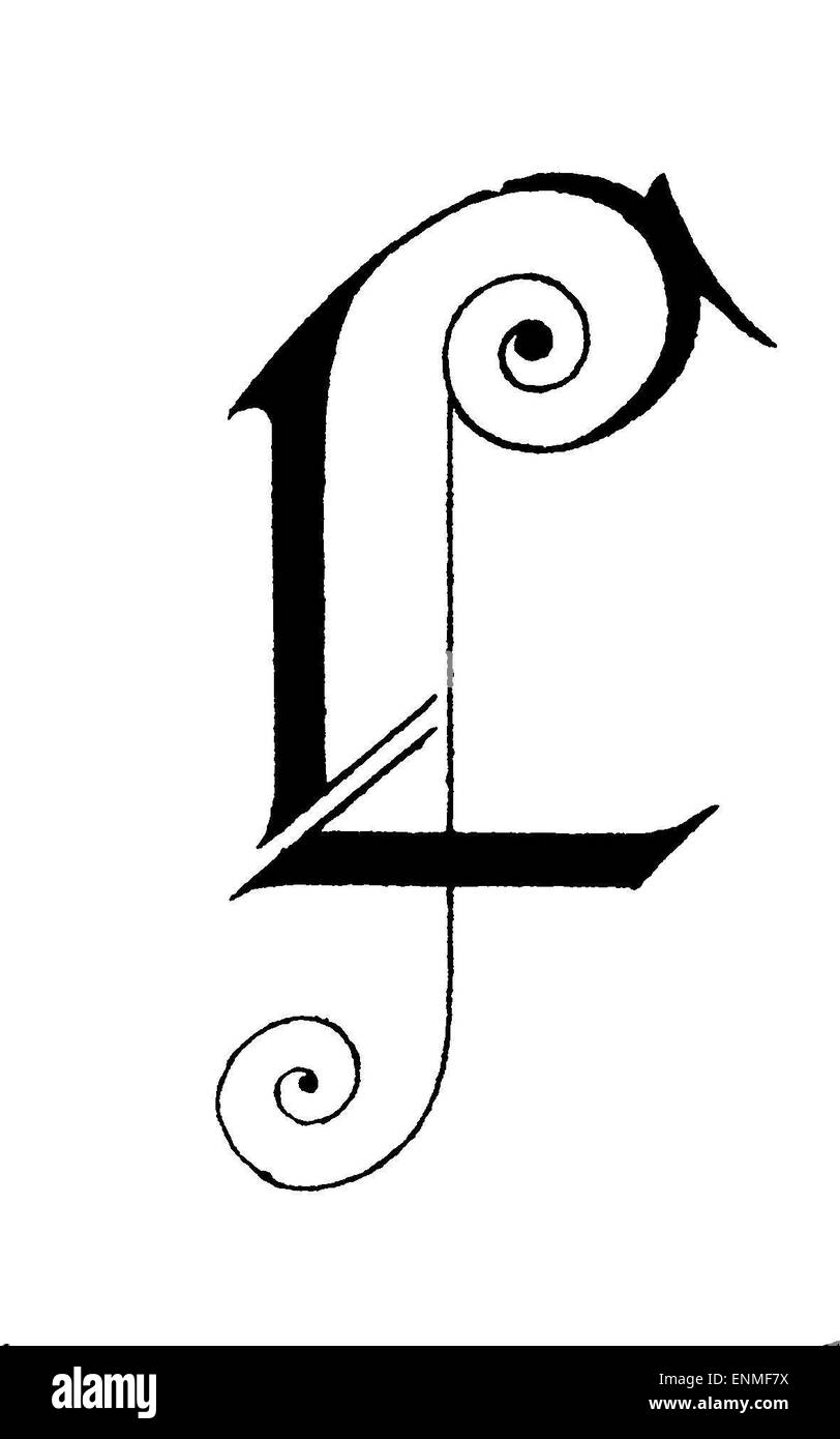 Letter L, Art Nouveau Stock Photo