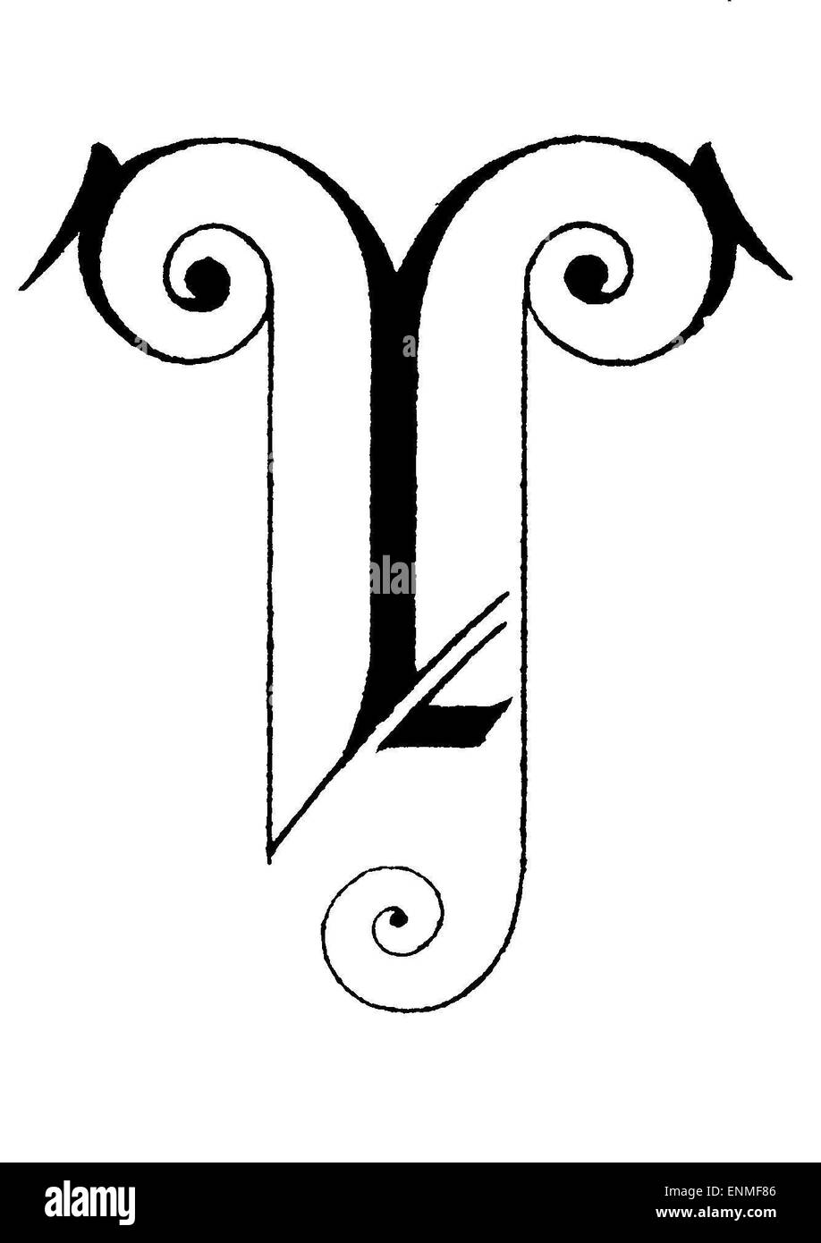 Letter T, Art Nouveau Stock Photo