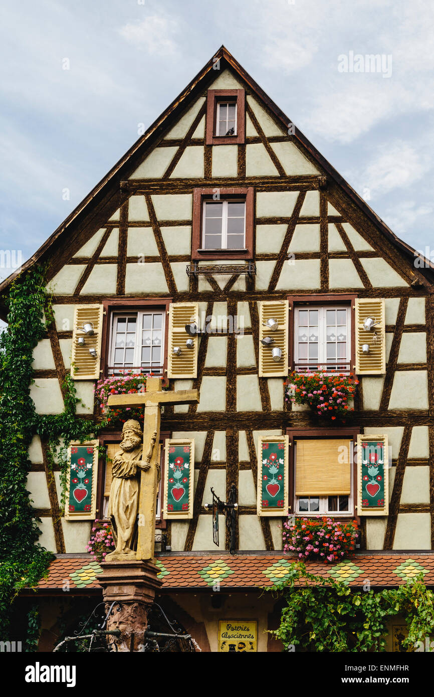 Detail of building, Kaysersberg, Alsace, France Stock Photo
