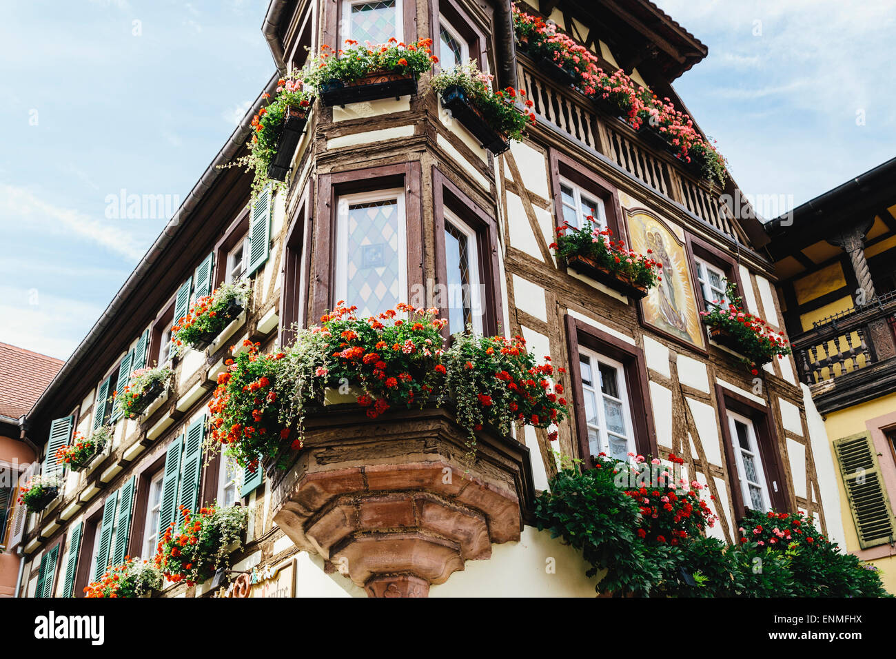 Detail of building, Kaysersberg, Alsace, France Stock Photo