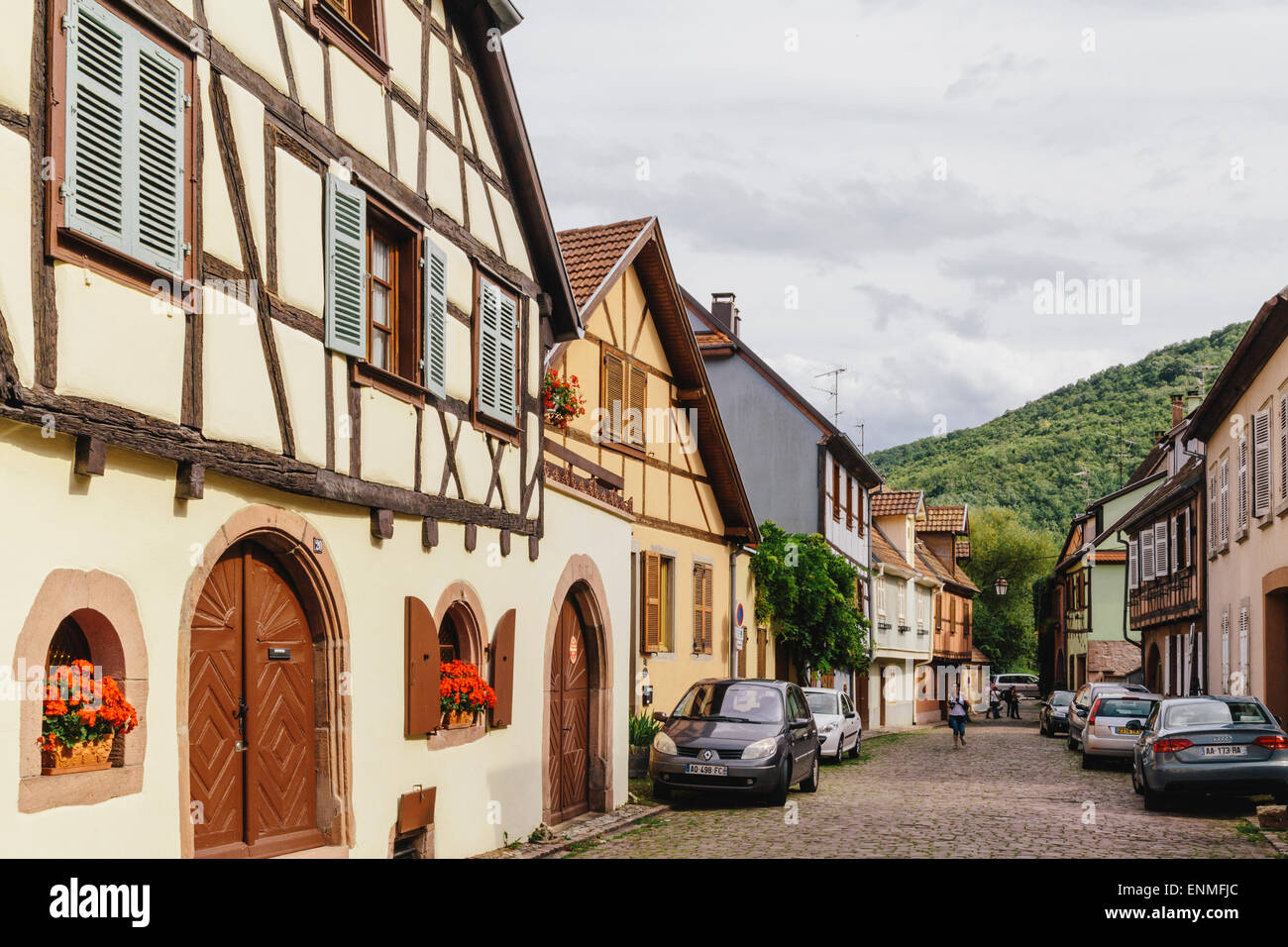 Street scene, Kaysersberg, Alsace, France Stock Photo