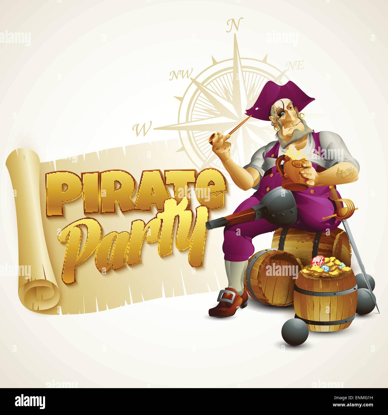 Pirate party poster. Vector illustration EPS 10 Stock Vector Image ...