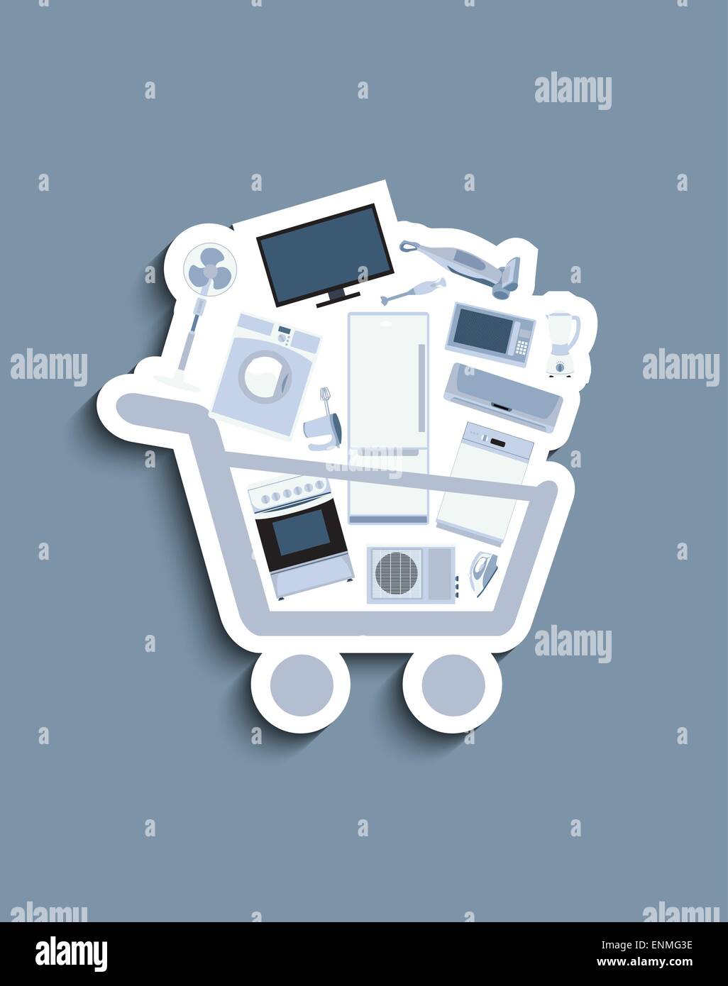 Shopping cart with electronics Stock Vector
