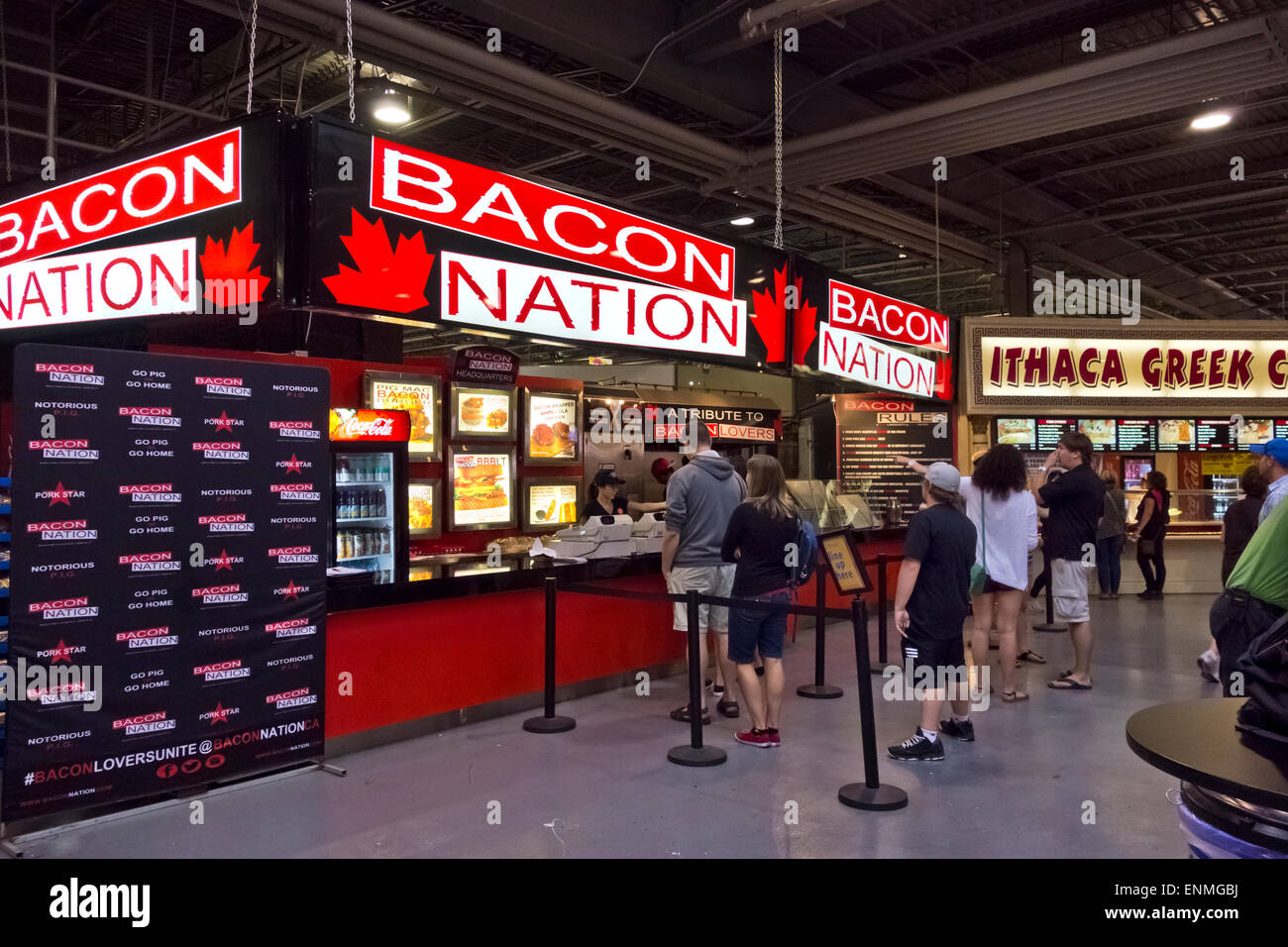 Bacon Nation restaurant in the Food Building at the CNE, Canadian National Exhibition in Toronto, ON summer 2014. Stock Photo