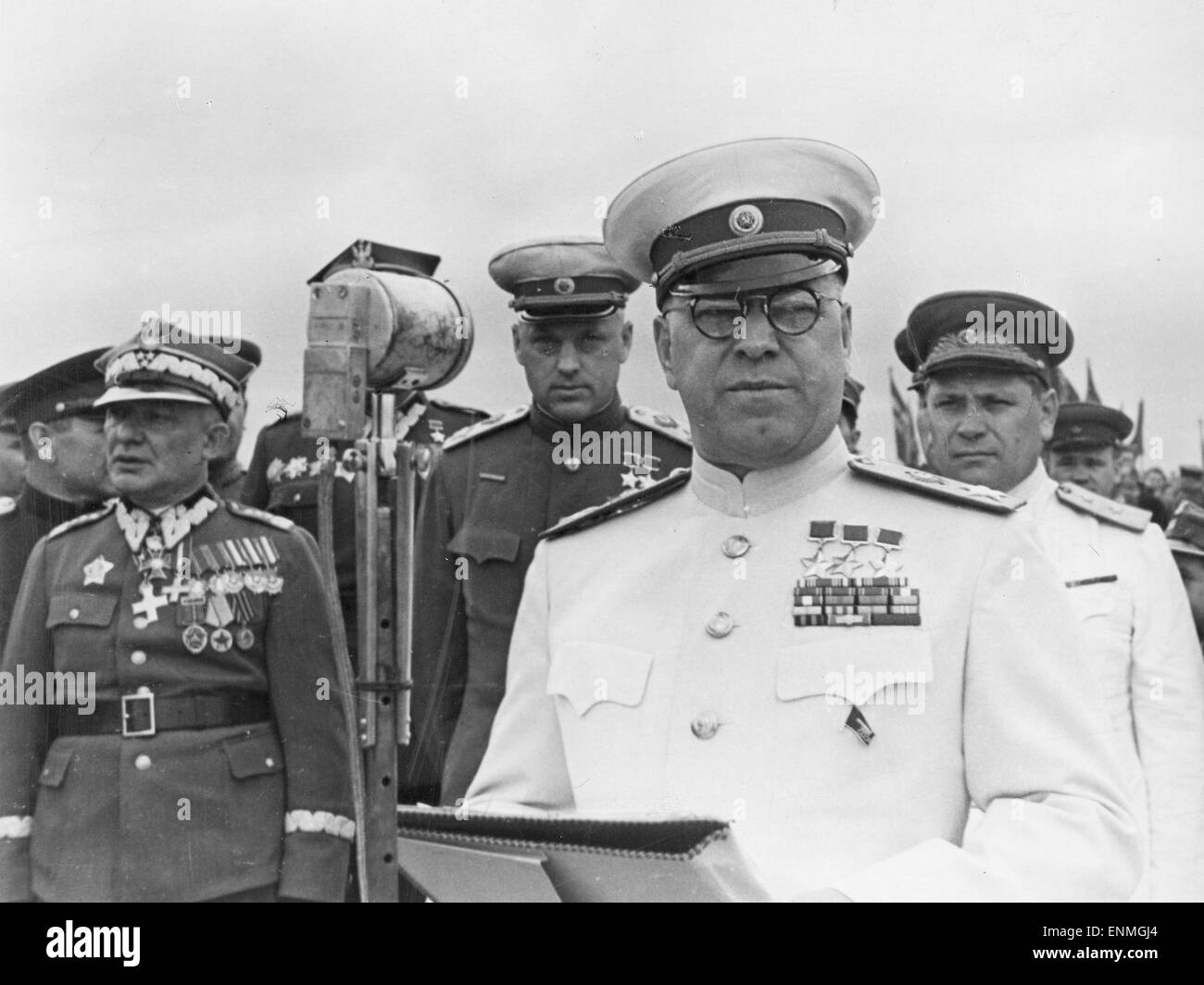 GEORGY ZHUKOV (1896-1974) Soviet Army commander on a visit to Poland ...