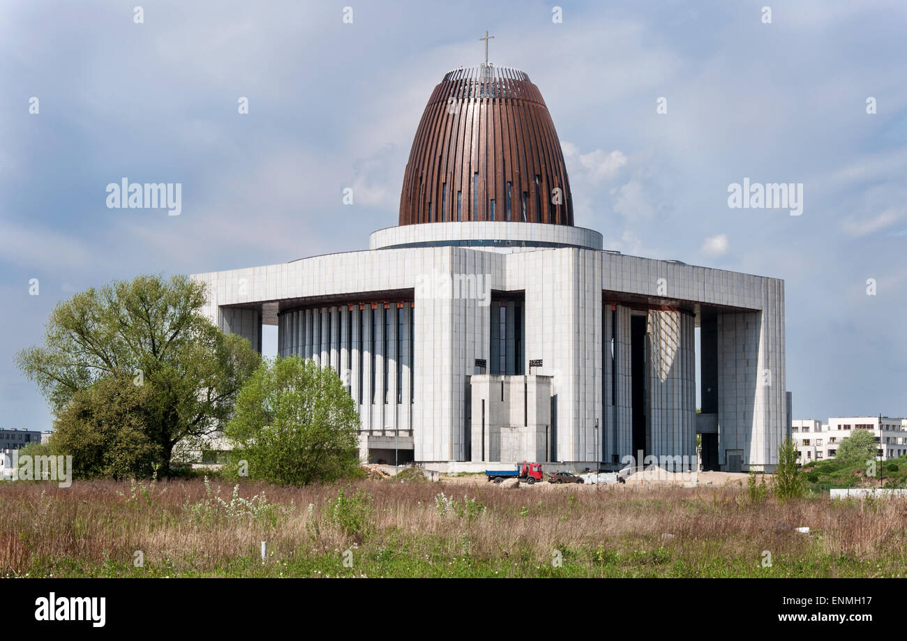 The Temple of Divine Providence in southern Warsaw's Wilanów district, under construction in 2015. Stock Photo