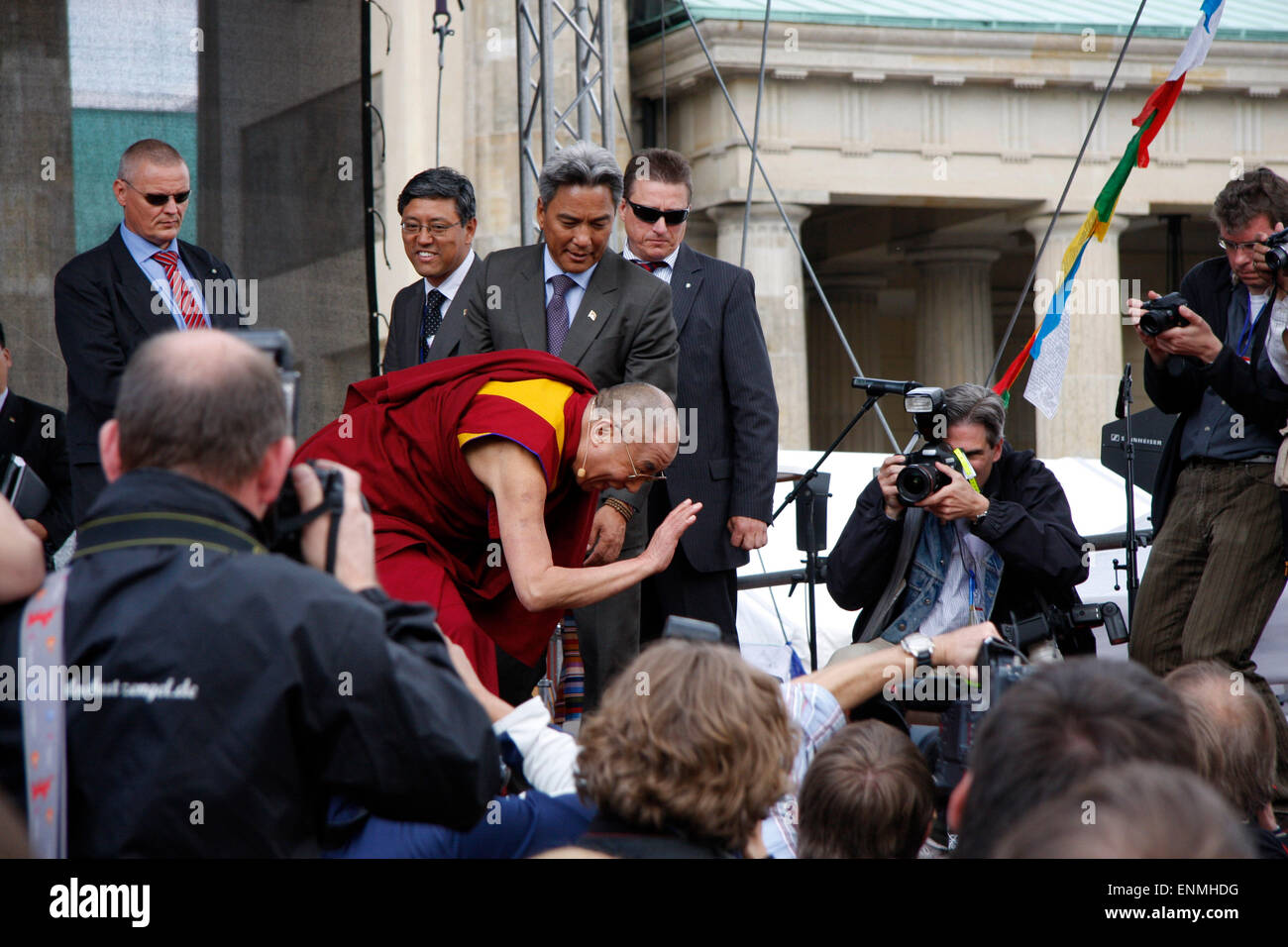 Dalai Lama, Presse - Solidaritaetskundgebung fuer Tibet und den Dala Lama, Platz vor dem Brandenburger Tor, 19. Mai 2008, Berlin-Tiergarten. Stock Photo